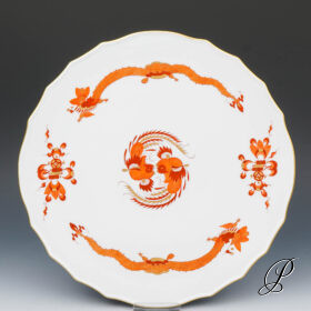 Tortenplatte Meissen 1.Wahl Reicher Drache Rot