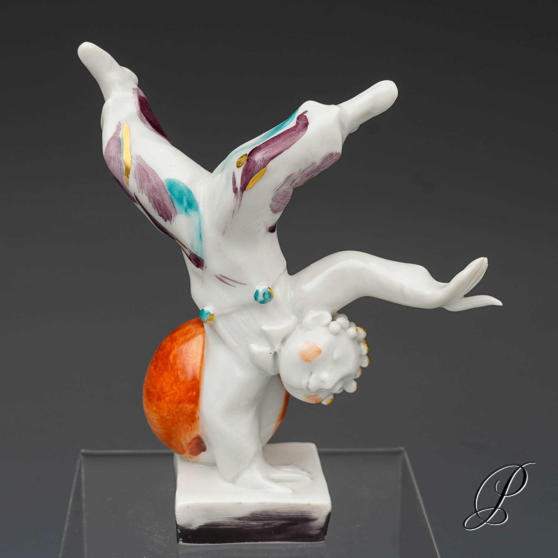 Figur Meissen 1.Wahl von Peter Strang "Radschlagendes Kind"