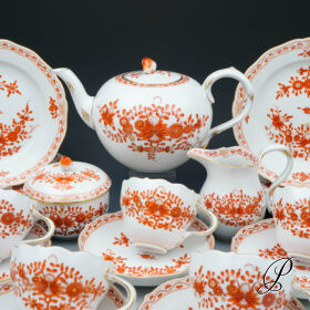 Teeservice Meissen 1.Wahl Indische Korallenrot Malerei
