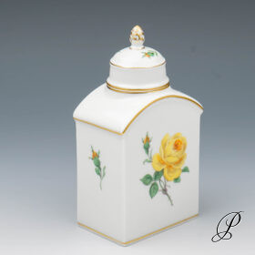 Teedose Meissen im Dekor gelbe Rose