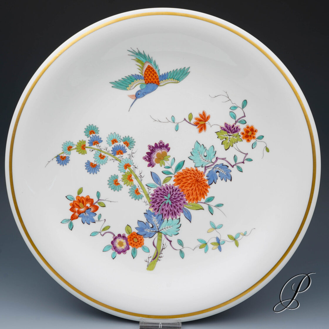großer Wandteller Meissen 1.Wahl mit alter Indischer Blumenmalerei