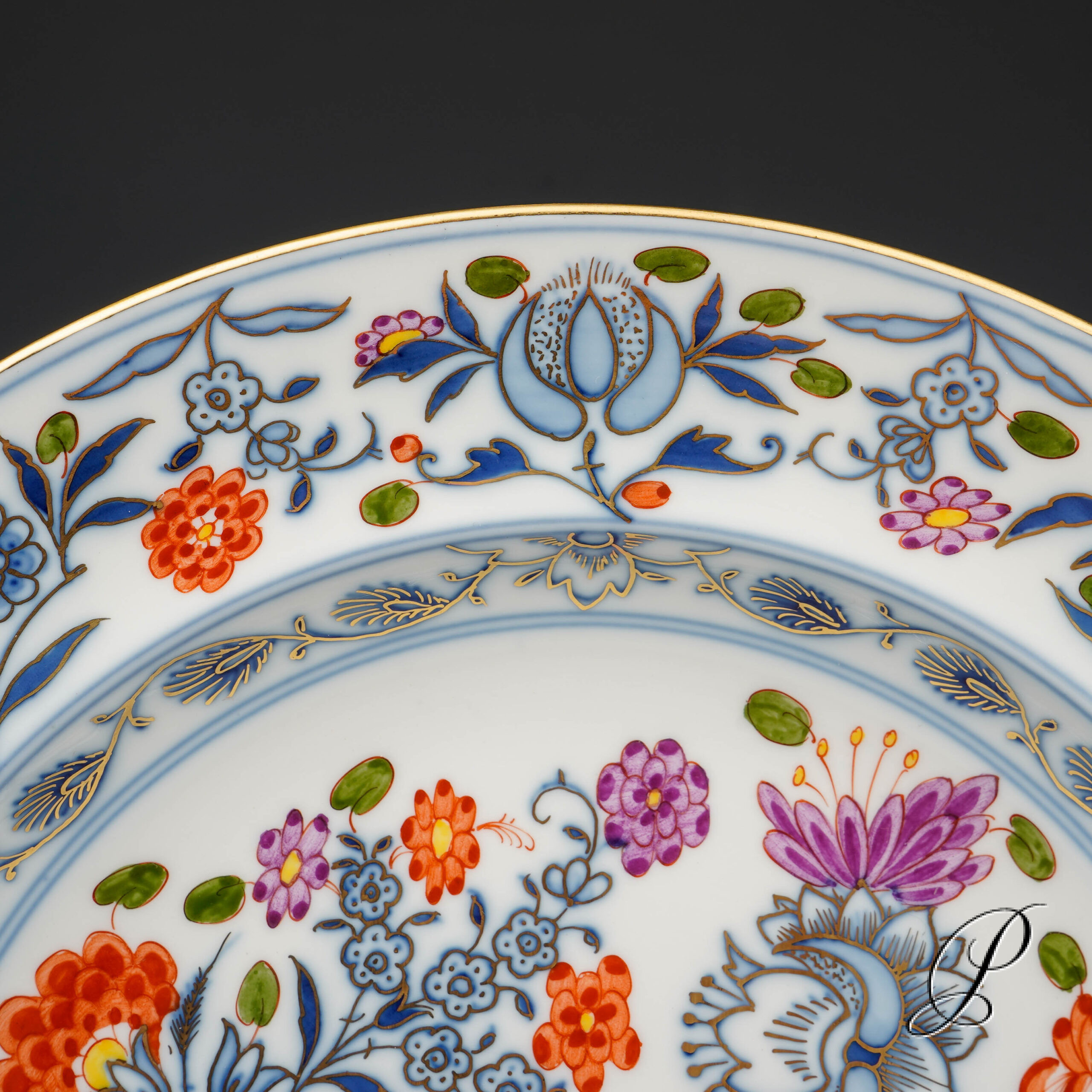 Teller Meissen 1.Wahl um 1860 Jhd. buntes Zwiebelmuster – Bild 3