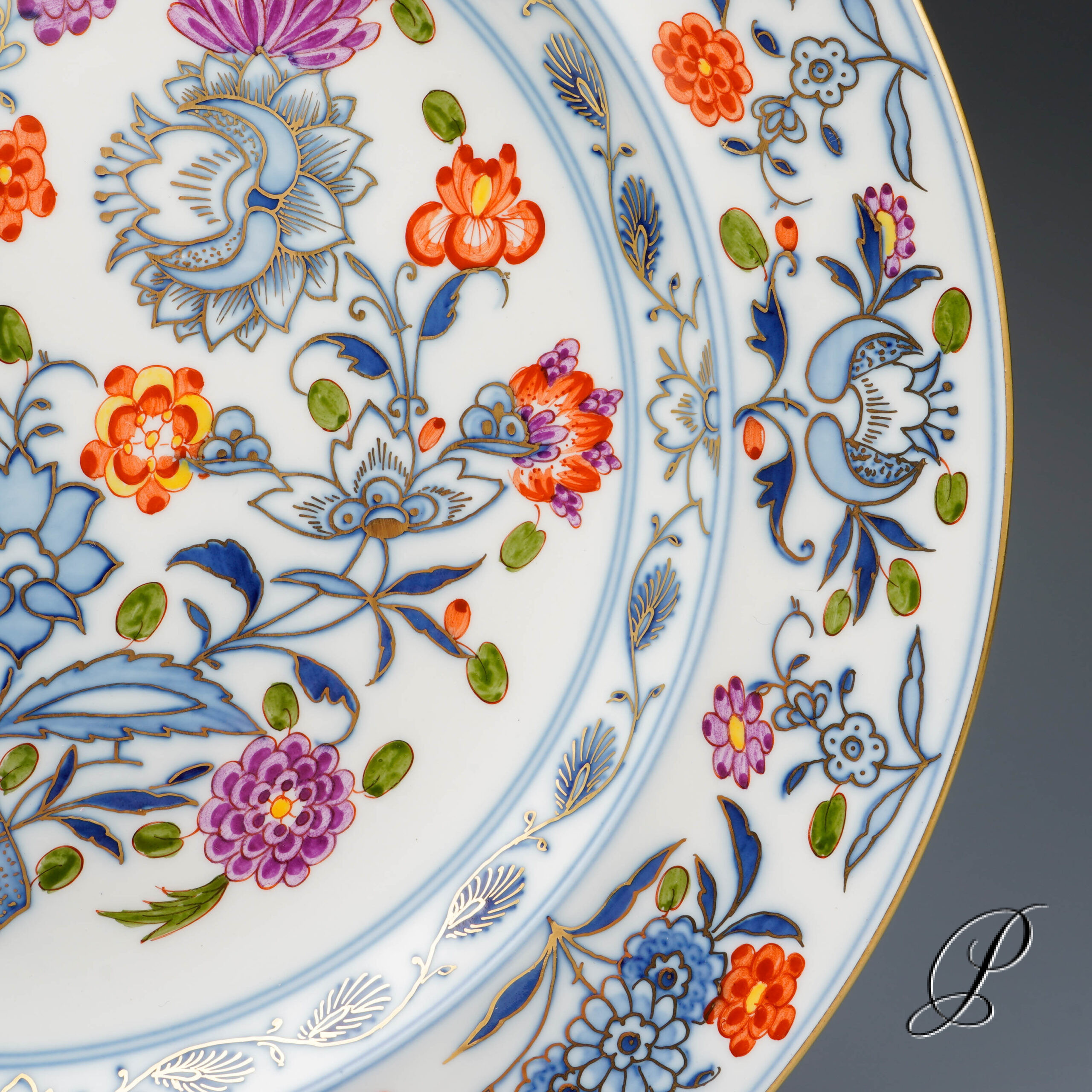 Teller Meissen 1.Wahl um 1860 Jhd. buntes Zwiebelmuster – Bild 4