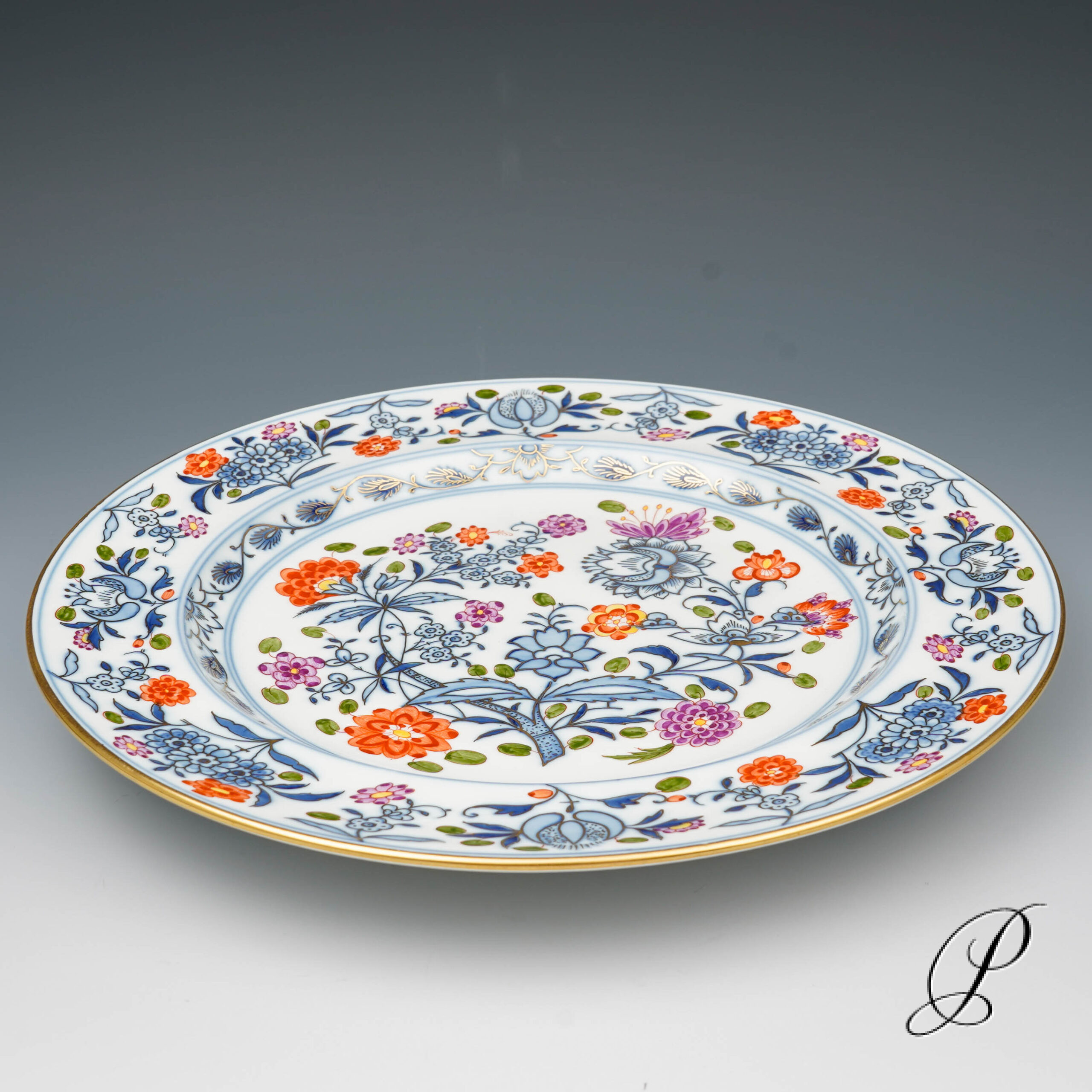 Teller Meissen 1.Wahl um 1860 Jhd. buntes Zwiebelmuster – Bild 6