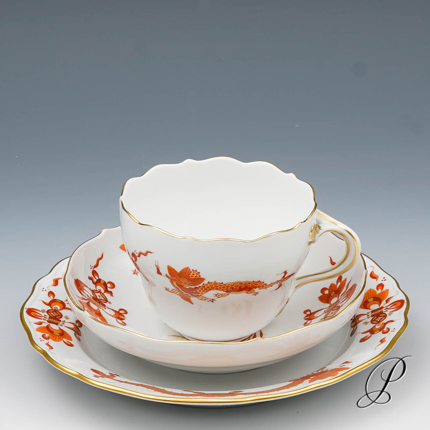 Kaffeegedeck Meissen 1.Wahl reicher Drache rot – Bild 2