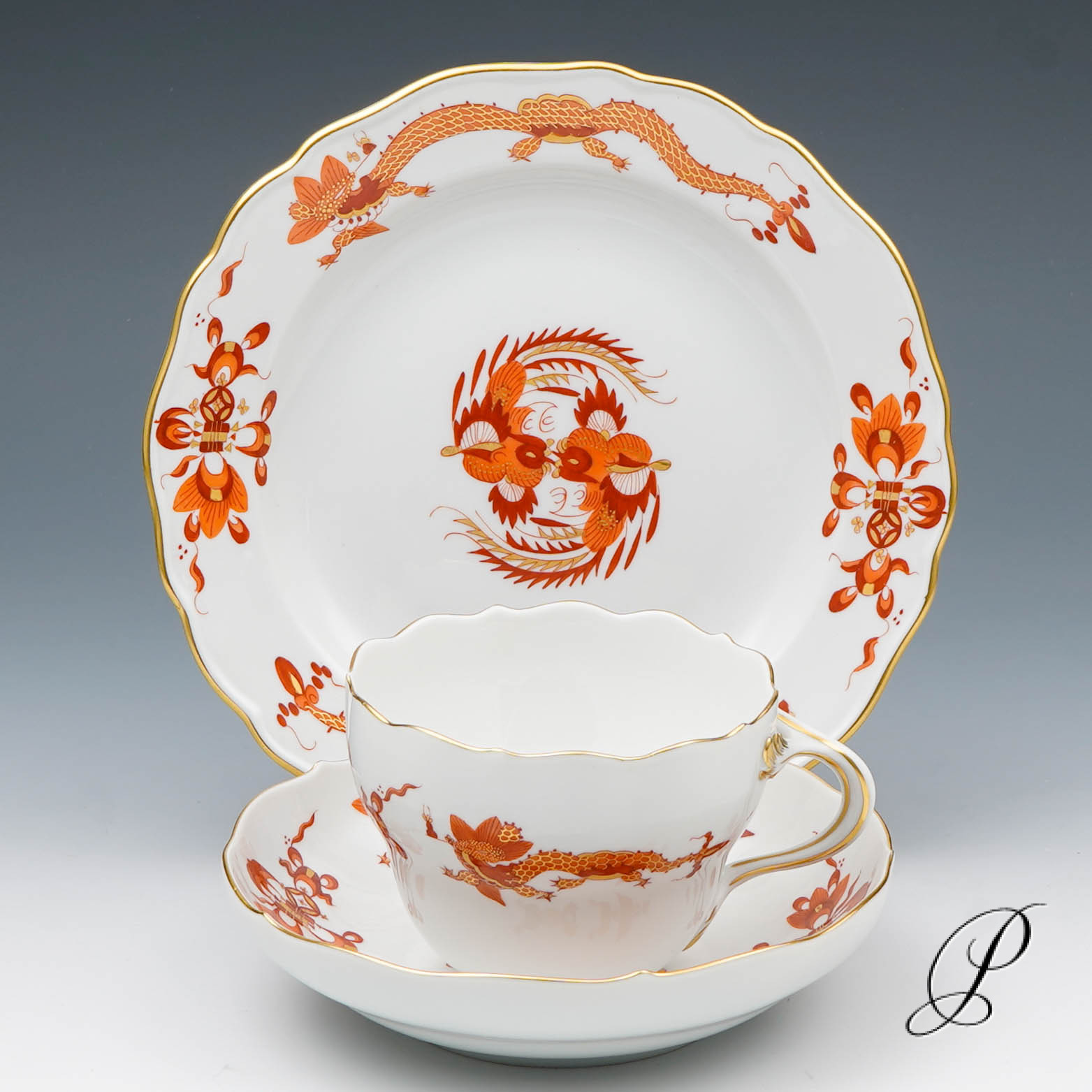 Kaffeegedeck Meissen 1.Wahl reicher Drache rot – Bild 6