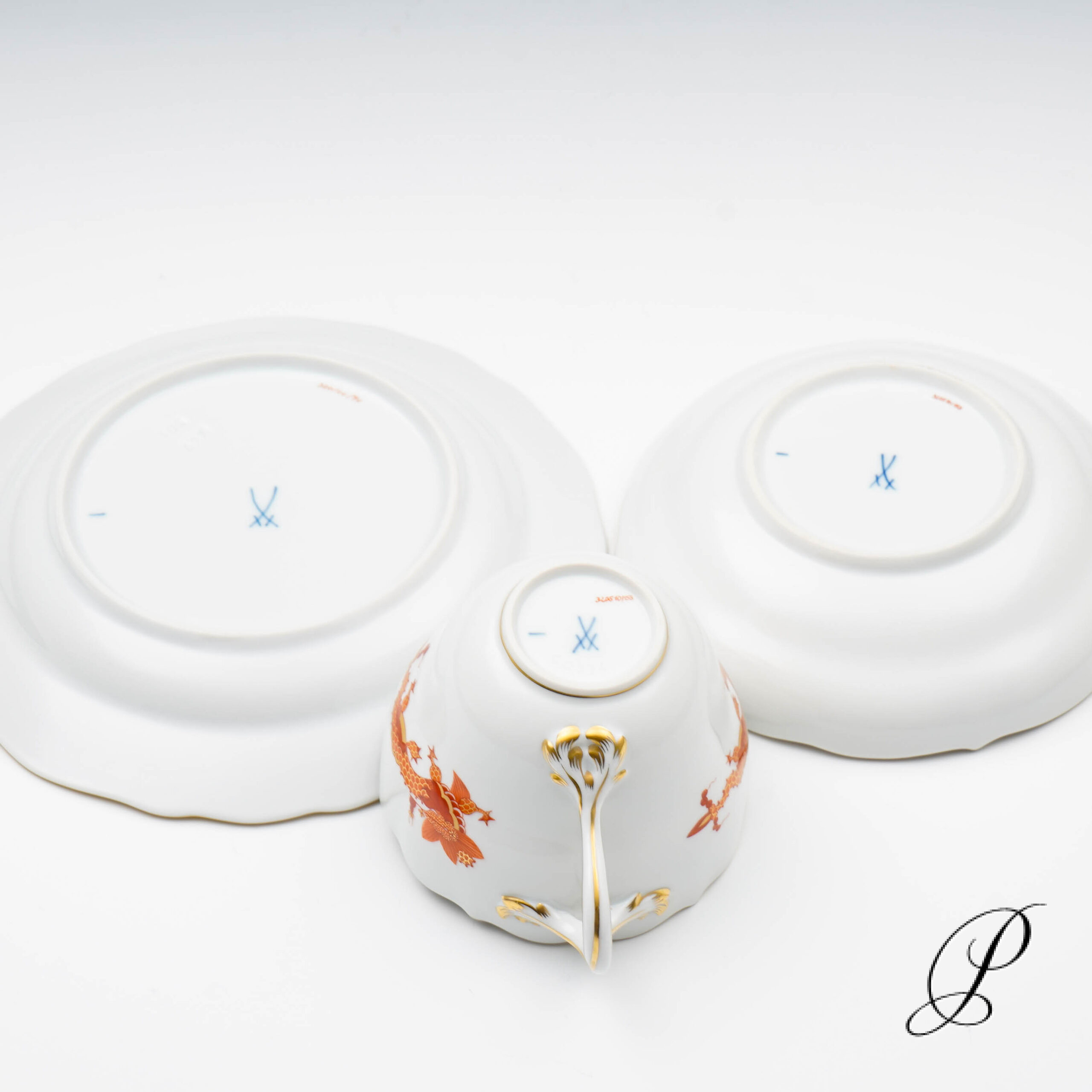 Kaffeegedeck Meissen 1.Wahl reicher Drache rot – Bild 13