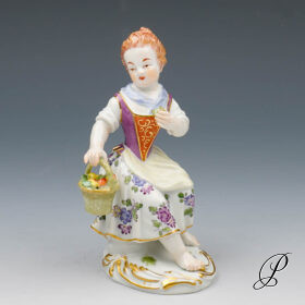 Gärtnerkind Meissen 1.Wahl Gärtnermädchen mit Früchtekorb