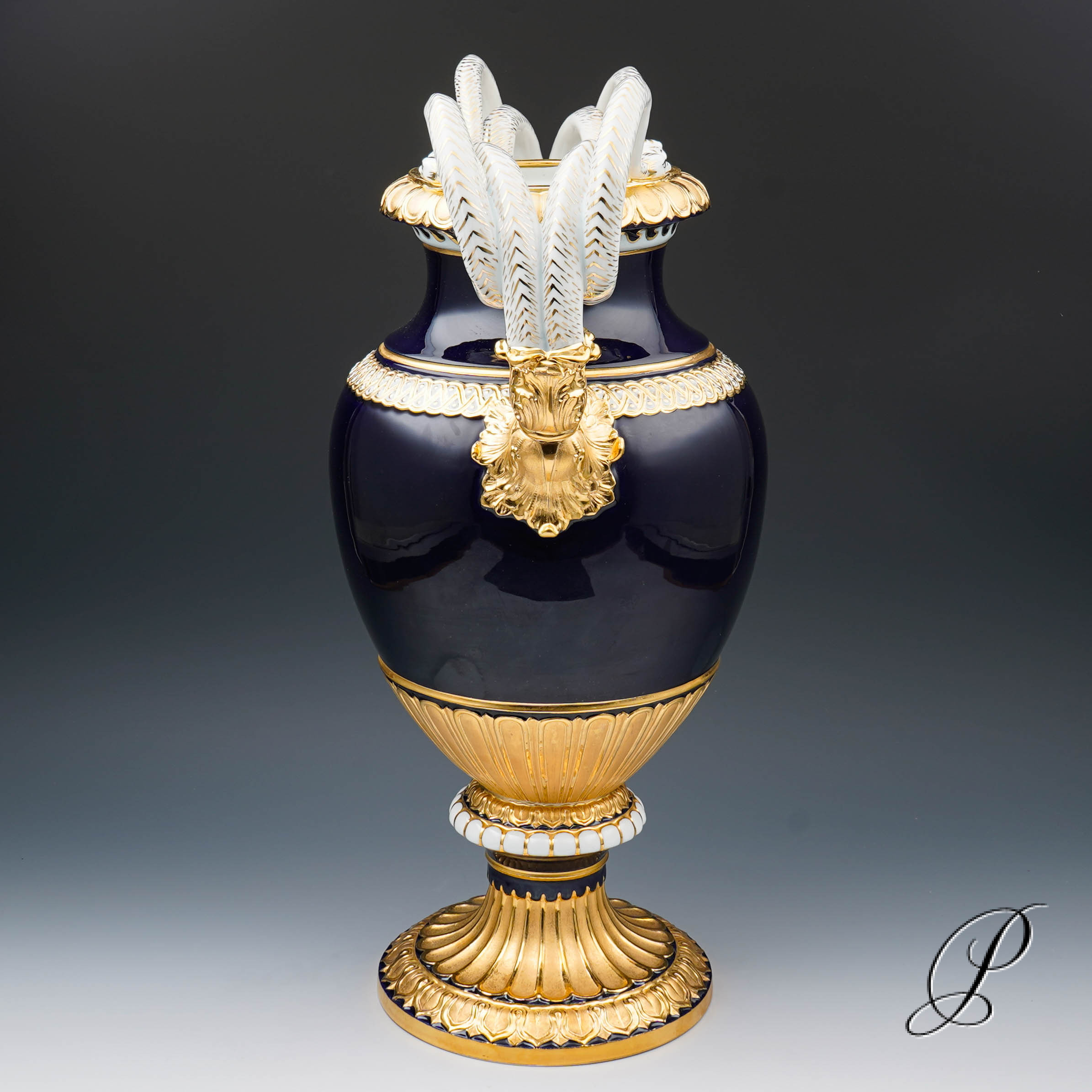 große (49cm!!!) Schlangenhenkelvase Meissen 1.Wahl Knaufzeit um 1900 – Bild 5