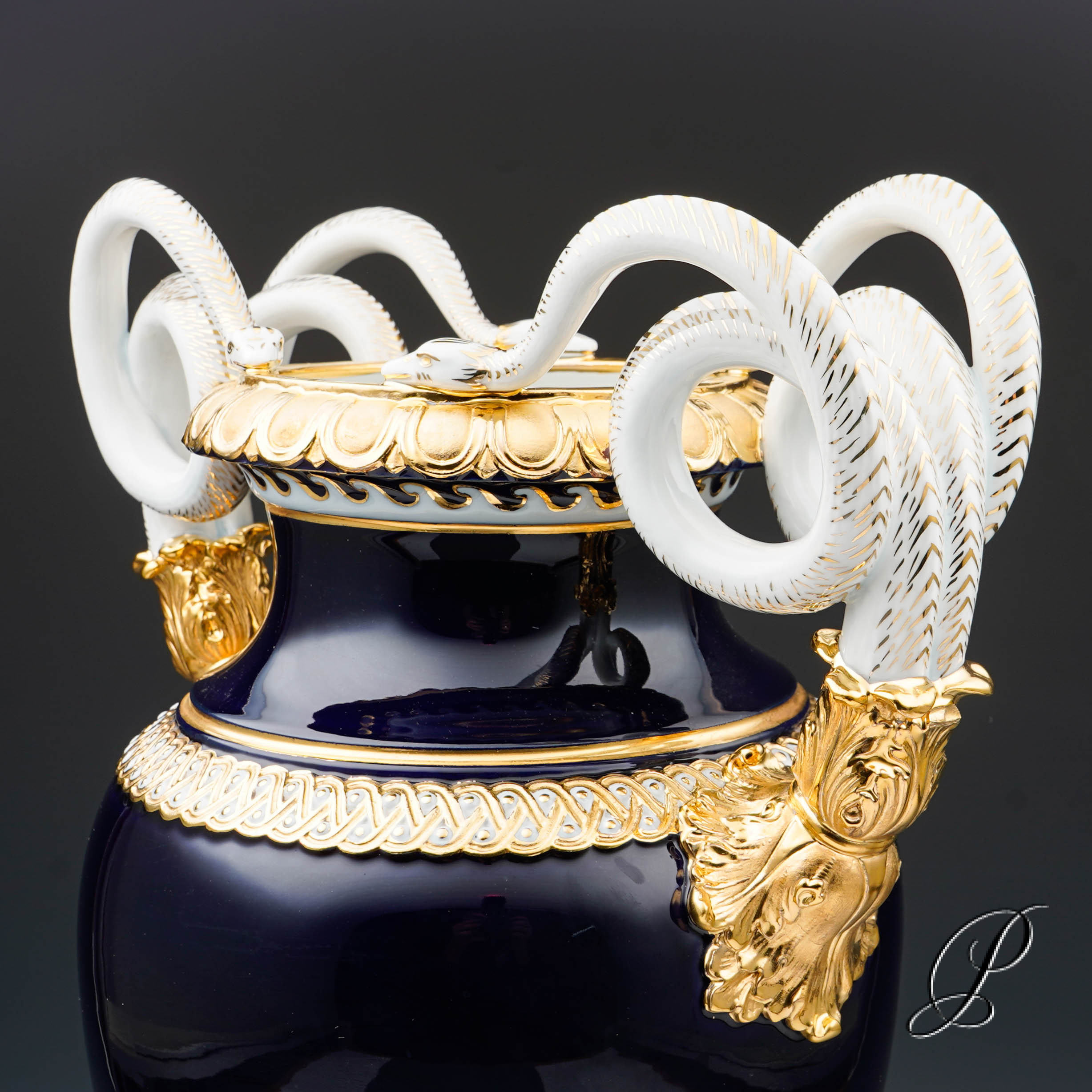 große (49cm!!!) Schlangenhenkelvase Meissen 1.Wahl Knaufzeit um 1900 – Bild 7