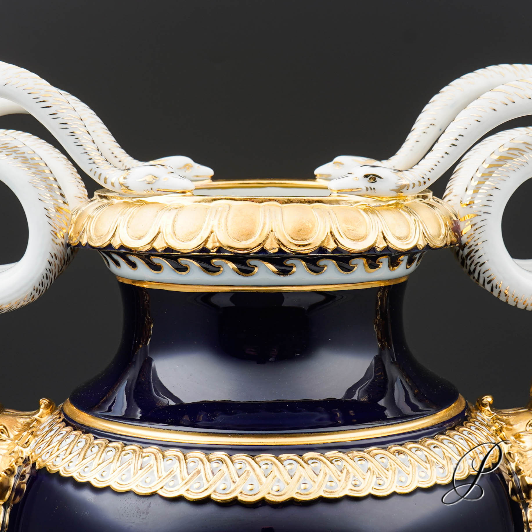 große (49cm!!!) Schlangenhenkelvase Meissen 1.Wahl Knaufzeit um 1900 – Bild 10