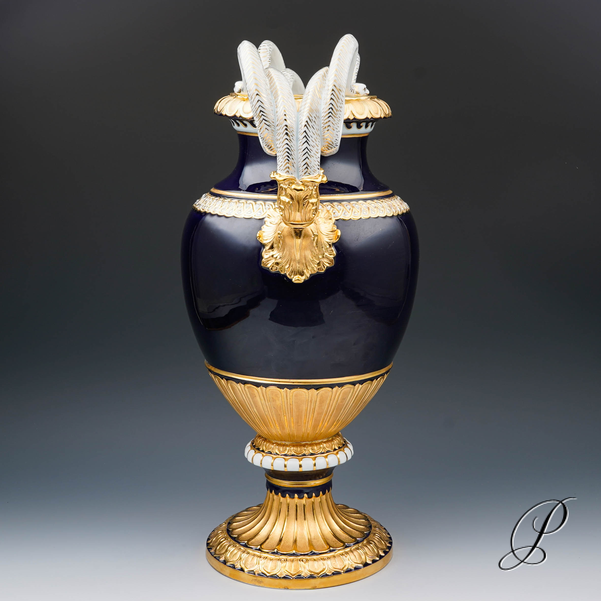 große (49cm!!!) Schlangenhenkelvase Meissen 1.Wahl Knaufzeit um 1900 – Bild 12