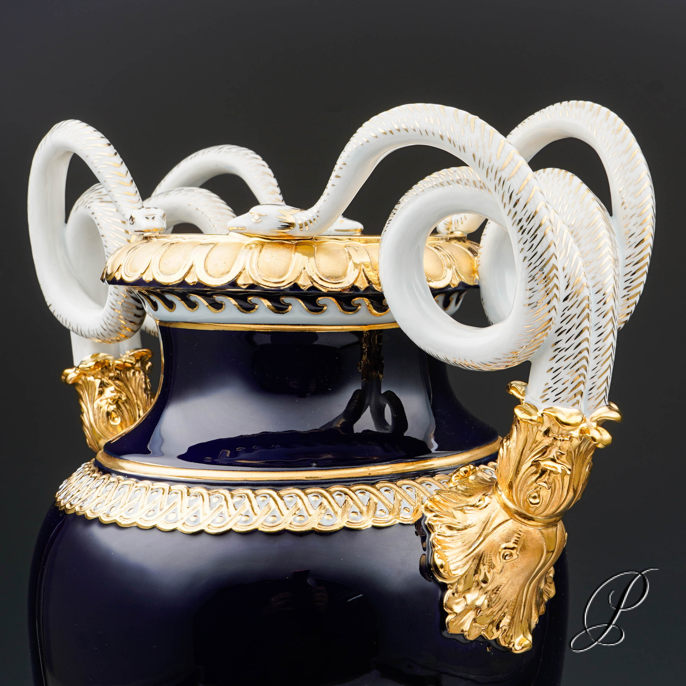 große (49cm!!!) Schlangenhenkelvase Meissen 1.Wahl Knaufzeit um 1900 – Bild 15