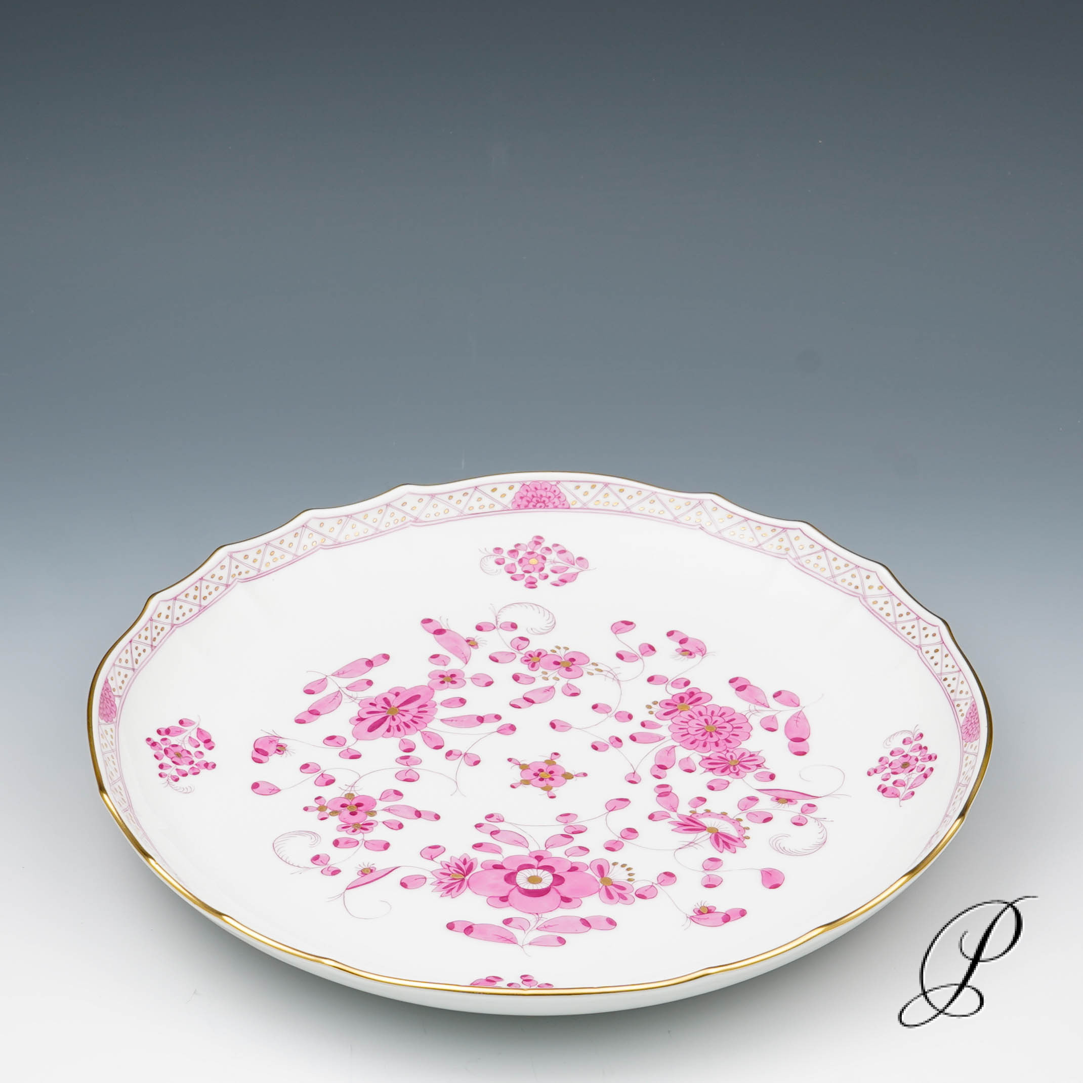 Kuchenschale Meissen 1.Wahl Reiche Indische Malerei purpur – Bild 2