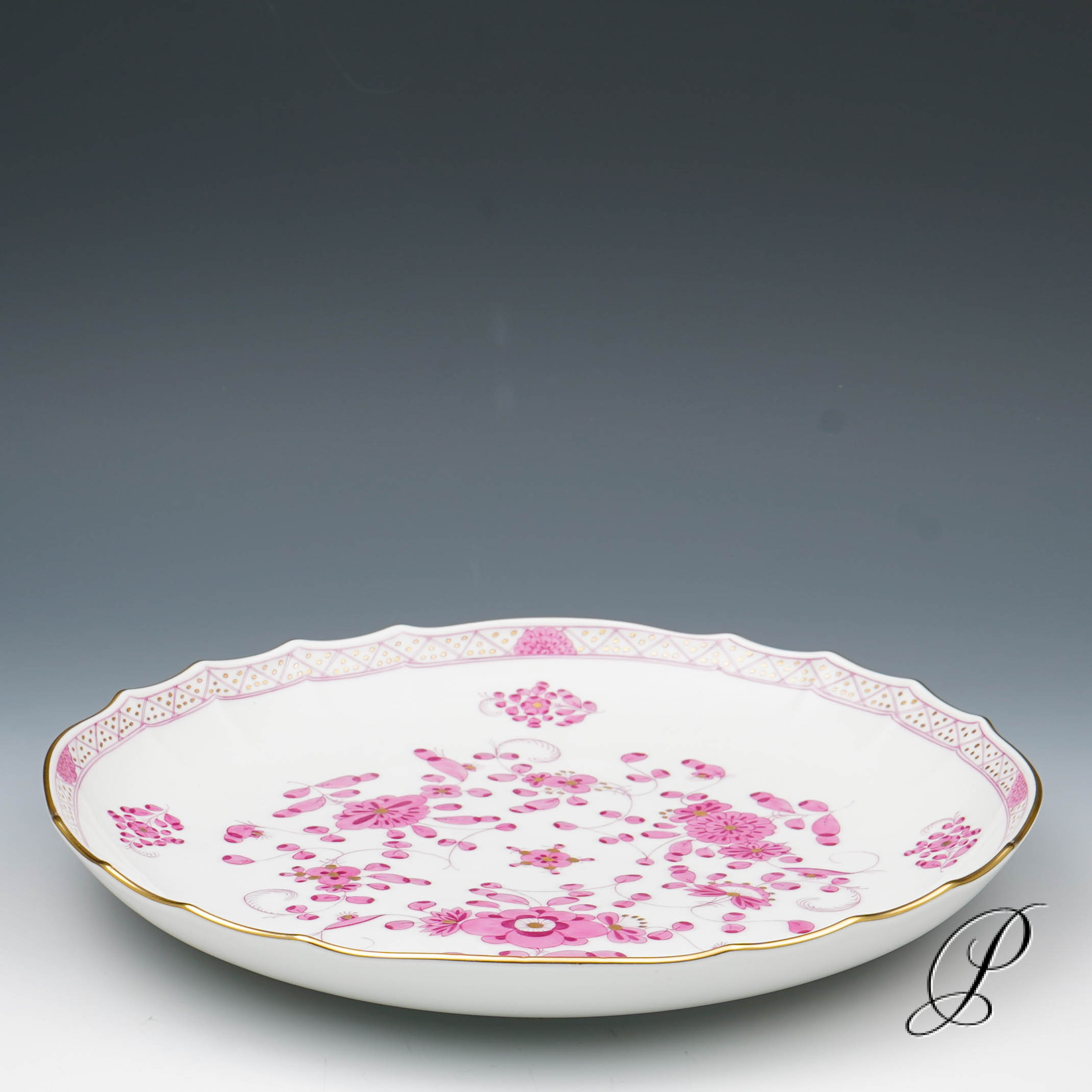 Kuchenschale Meissen 1.Wahl Reiche Indische Malerei purpur – Bild 3