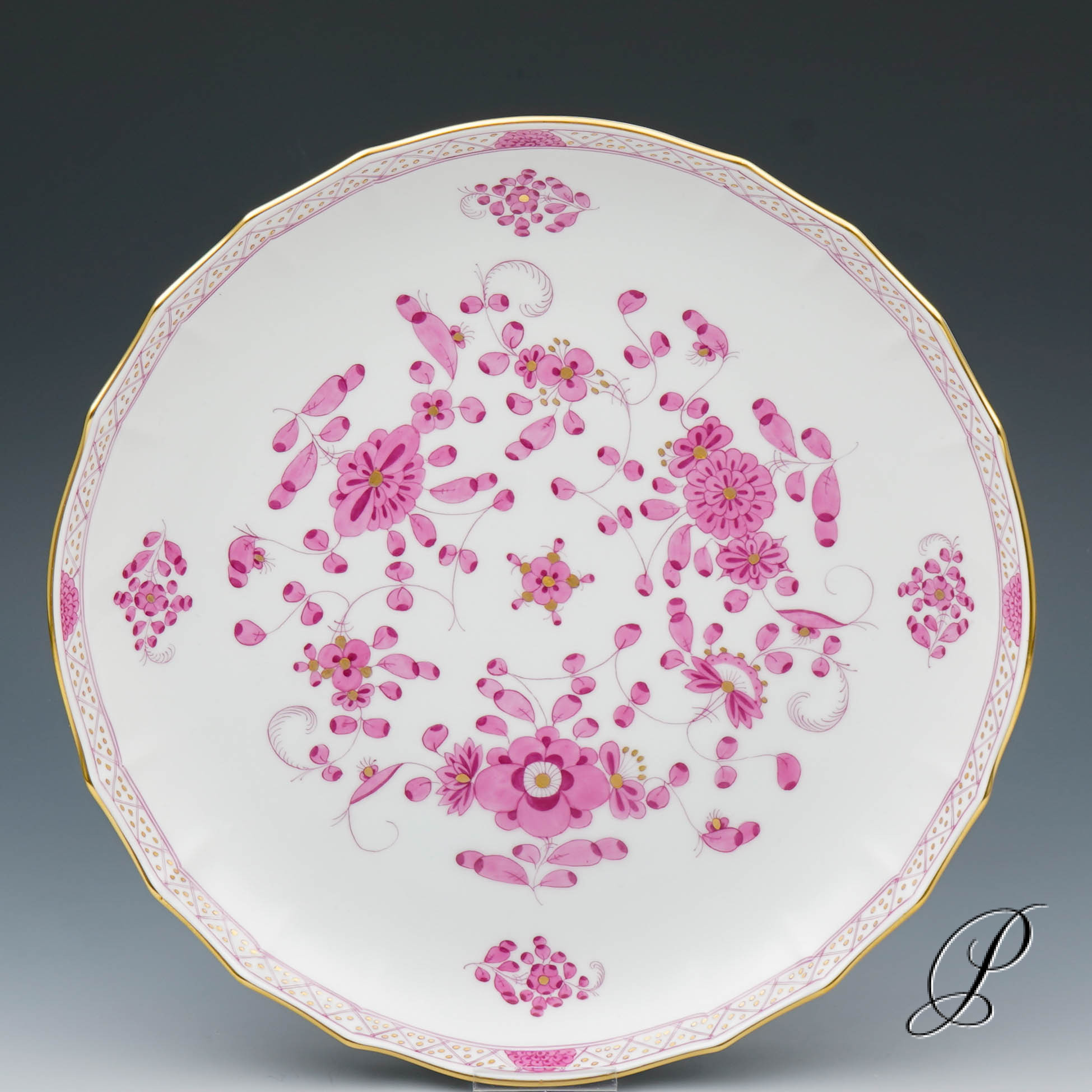 Kuchenschale Meissen 1.Wahl Reiche Indische Malerei purpur