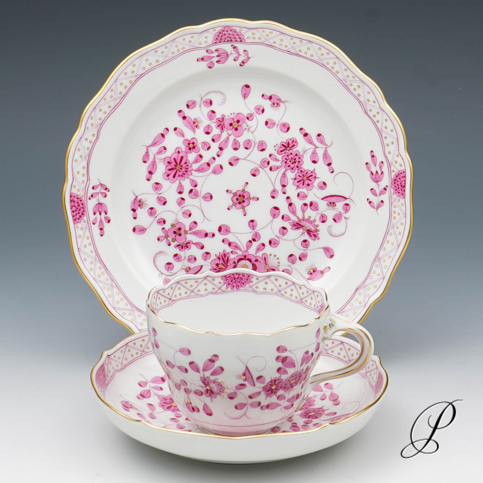 Kaffeeservice Meissen 1.Wahl reiche Indische Malerei purpur – Bild 16