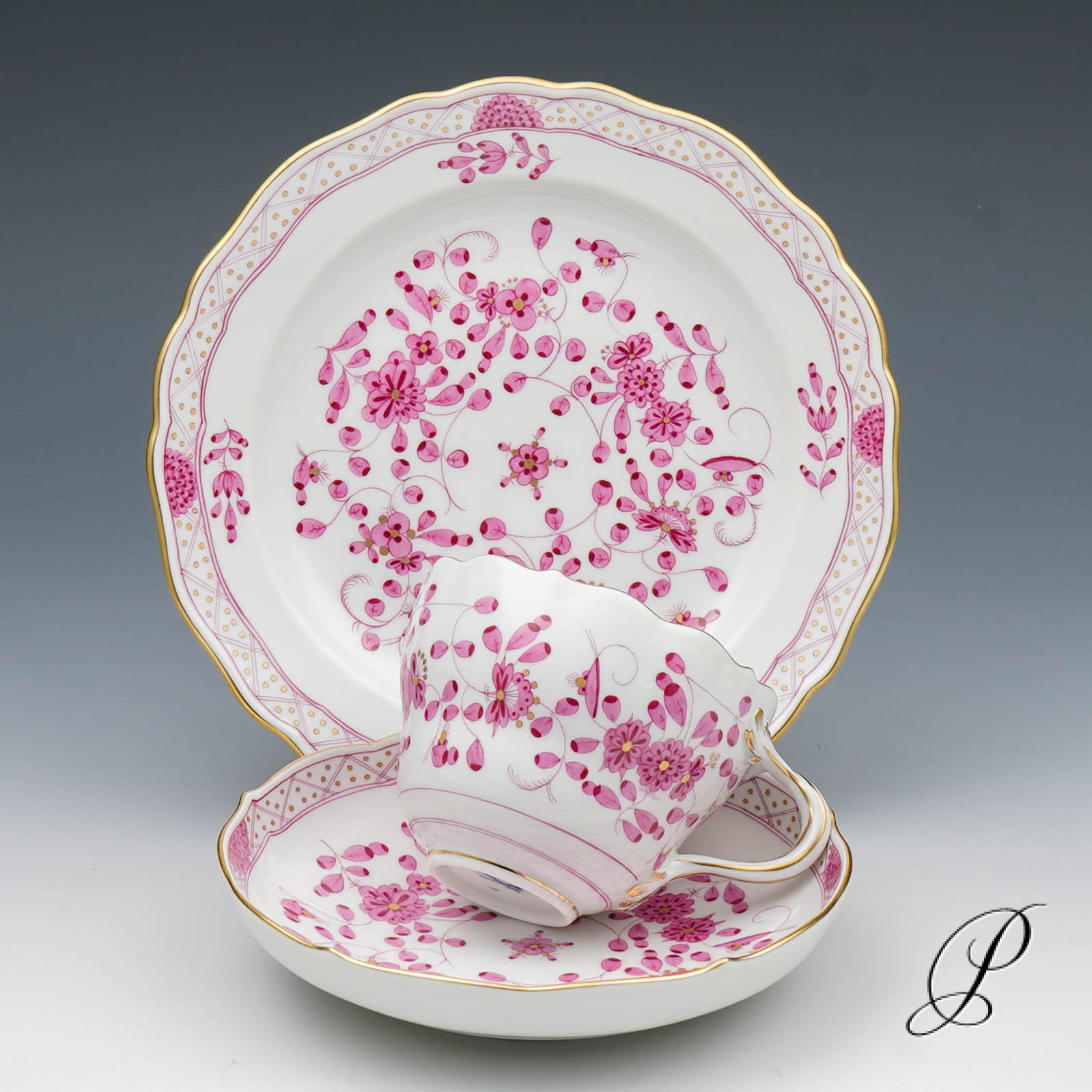 Kaffeeservice Meissen 1.Wahl reiche Indische Malerei purpur – Bild 17