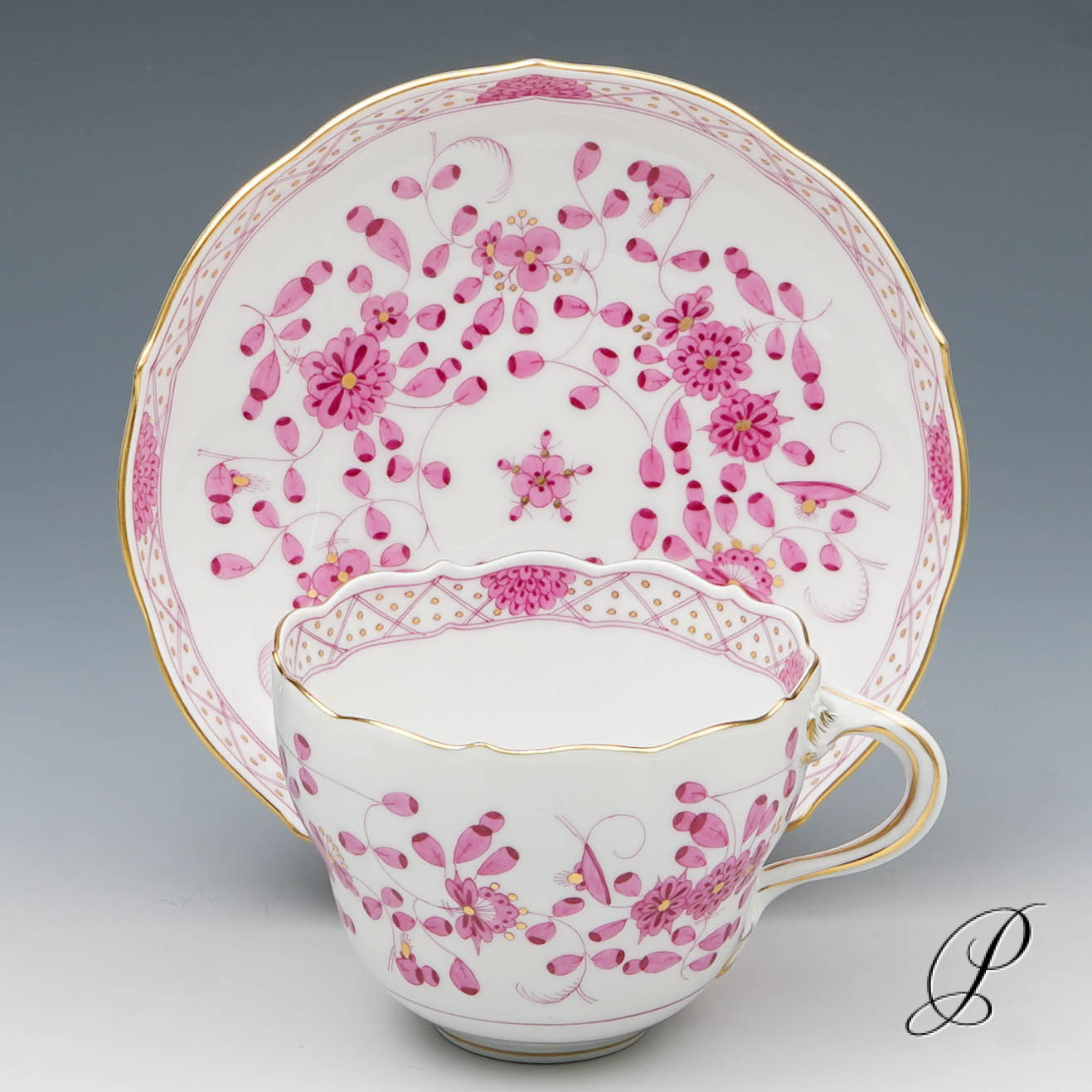 Kaffeeservice Meissen 1.Wahl reiche Indische Malerei purpur – Bild 19