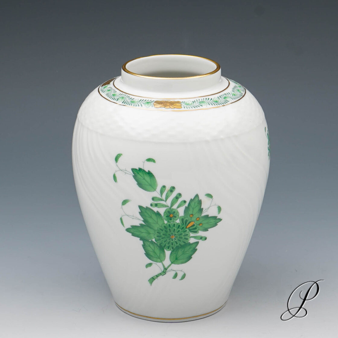 Vase Herend im Dekor Apponyi grün