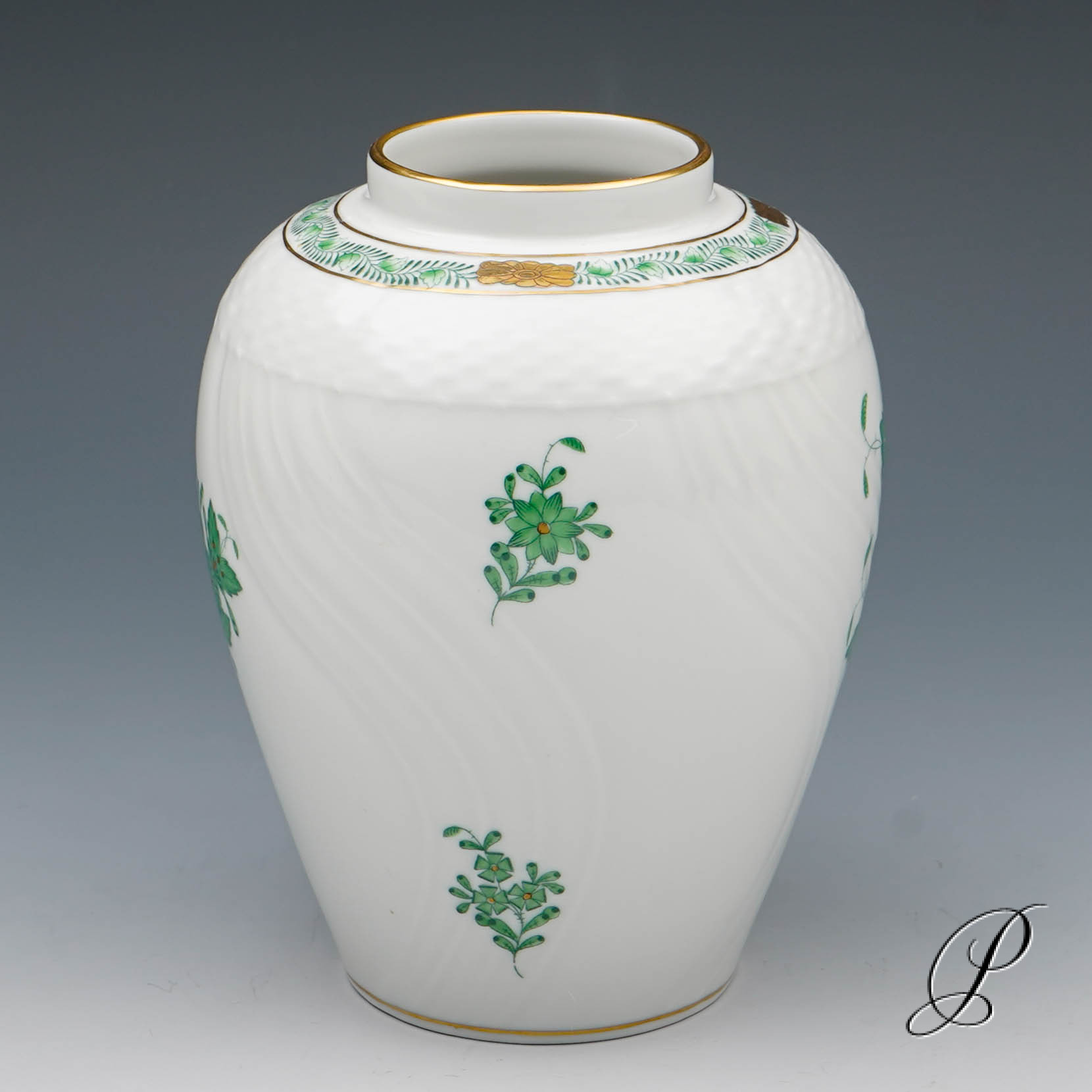 Vase Herend im Dekor Apponyi grün – Bild 3