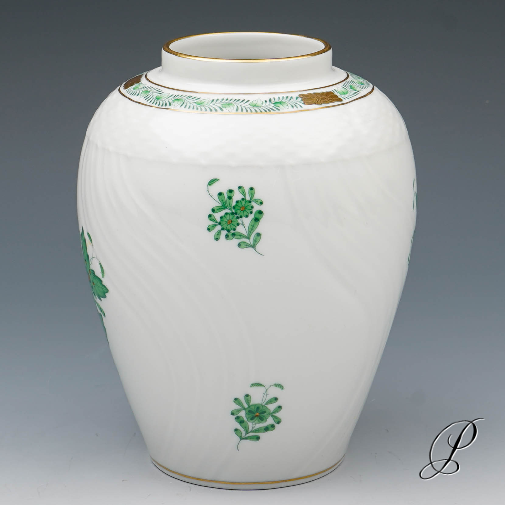 Vase Herend im Dekor Apponyi grün – Bild 5