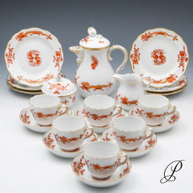 Mokkaservice Meissen 1.Wahl  Reicher Drache rot