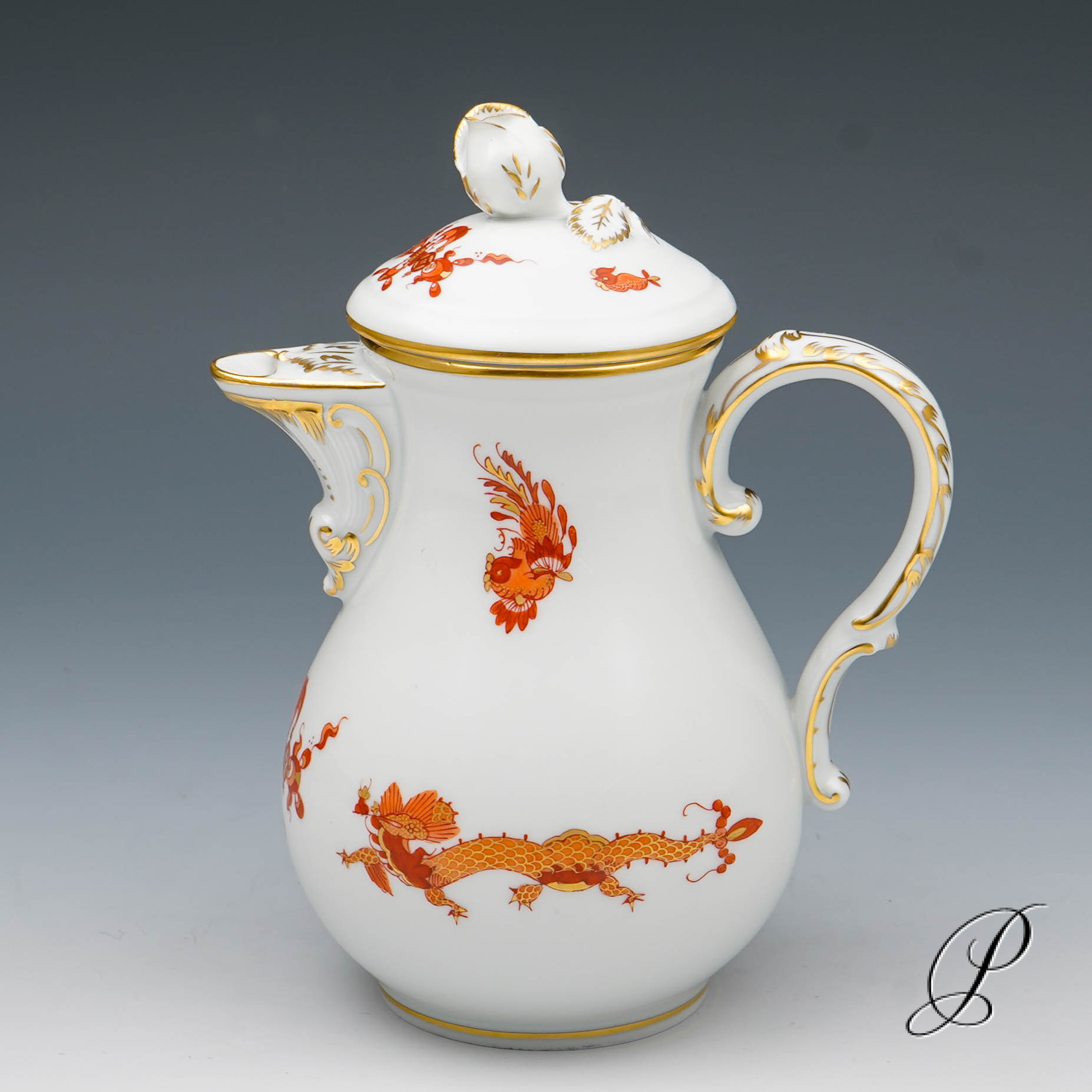 Mokkaservice Meissen 1.Wahl Reicher Drache rot – Bild 3