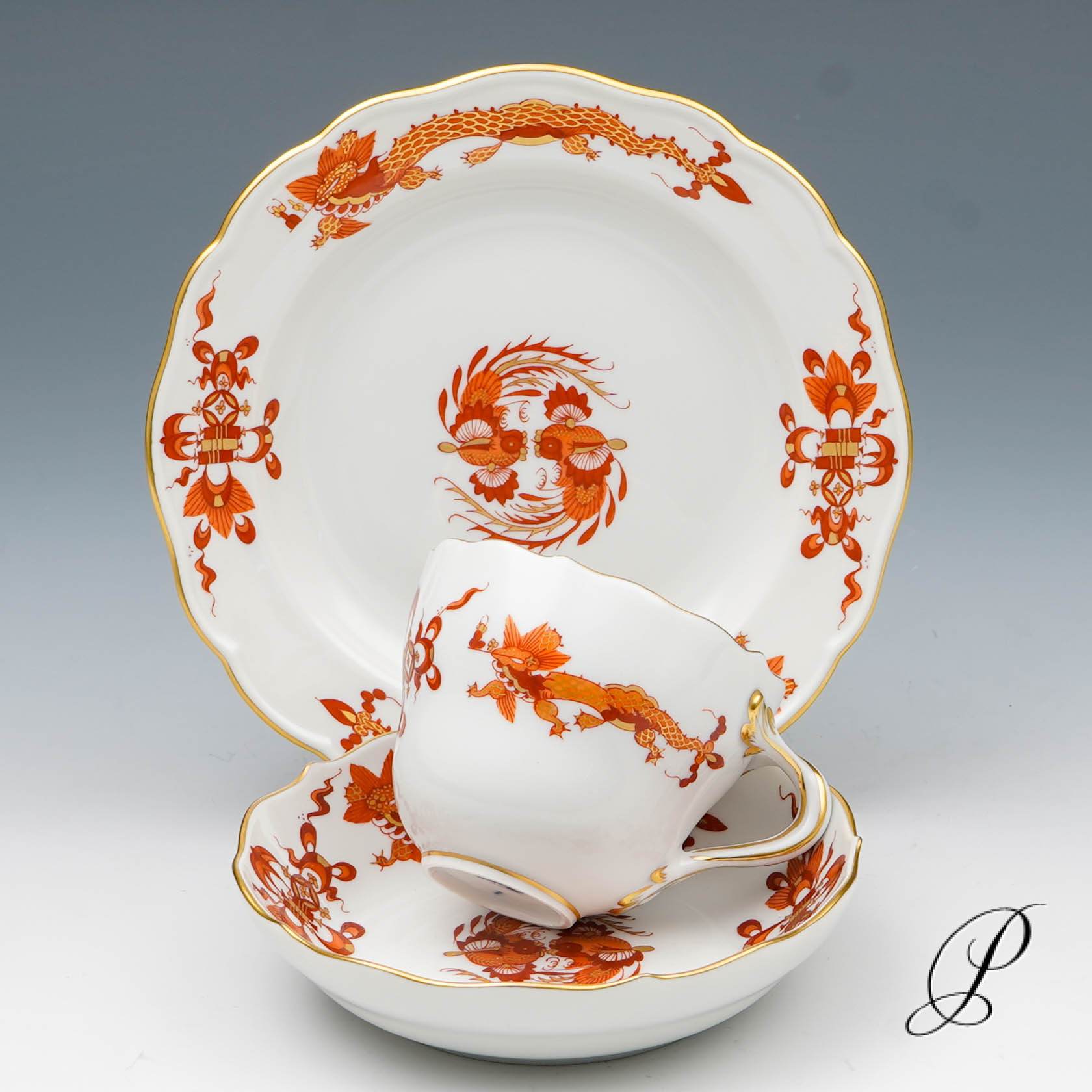 Mokkaservice Meissen 1.Wahl Reicher Drache rot – Bild 17