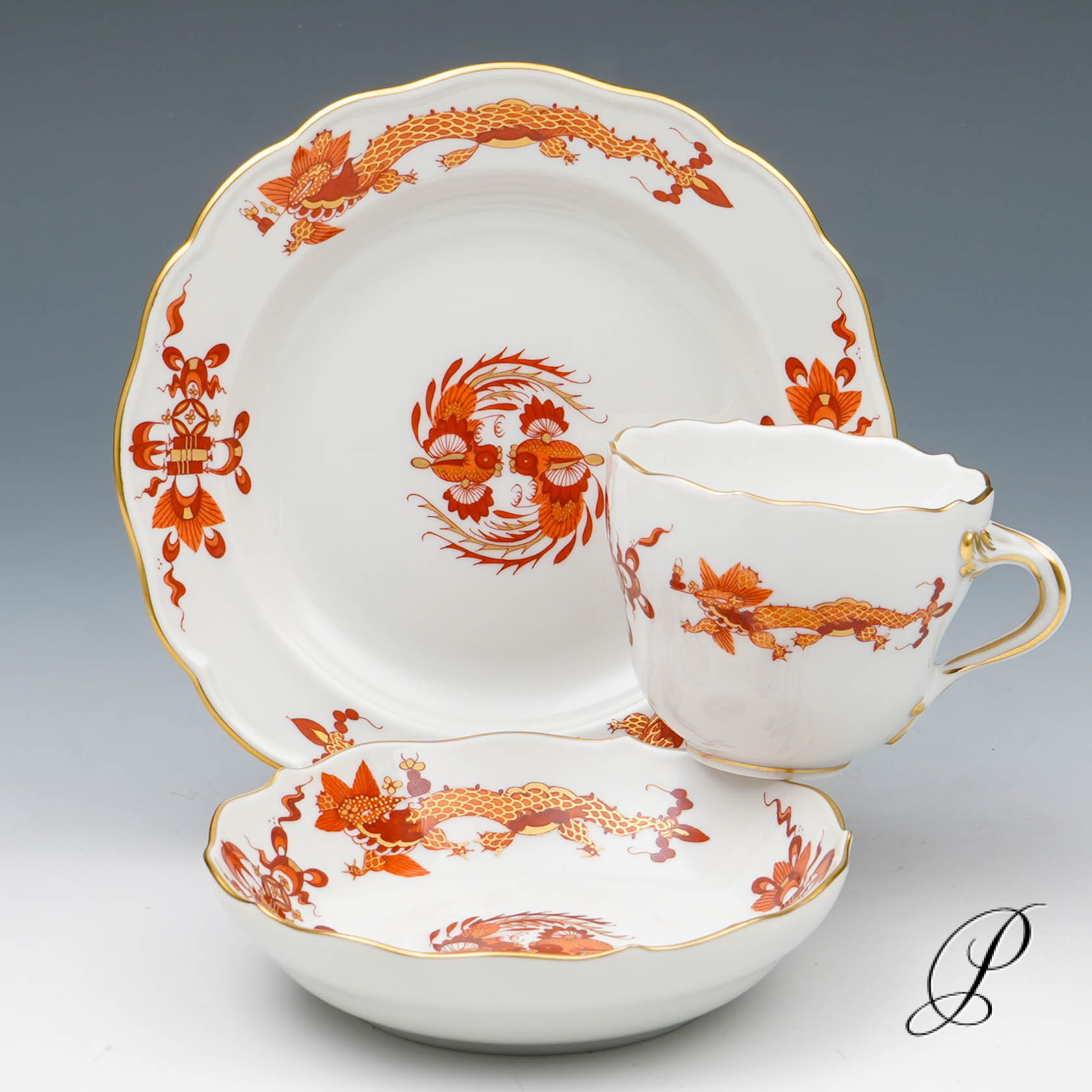 Mokkaservice Meissen 1.Wahl Reicher Drache rot – Bild 18