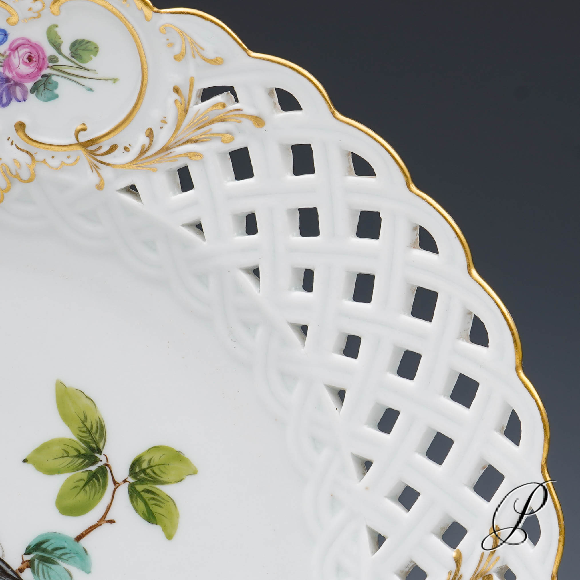 Durchbruchteller Meissen um 1880 Jhd. mit Vogelmalerei – Bild 7