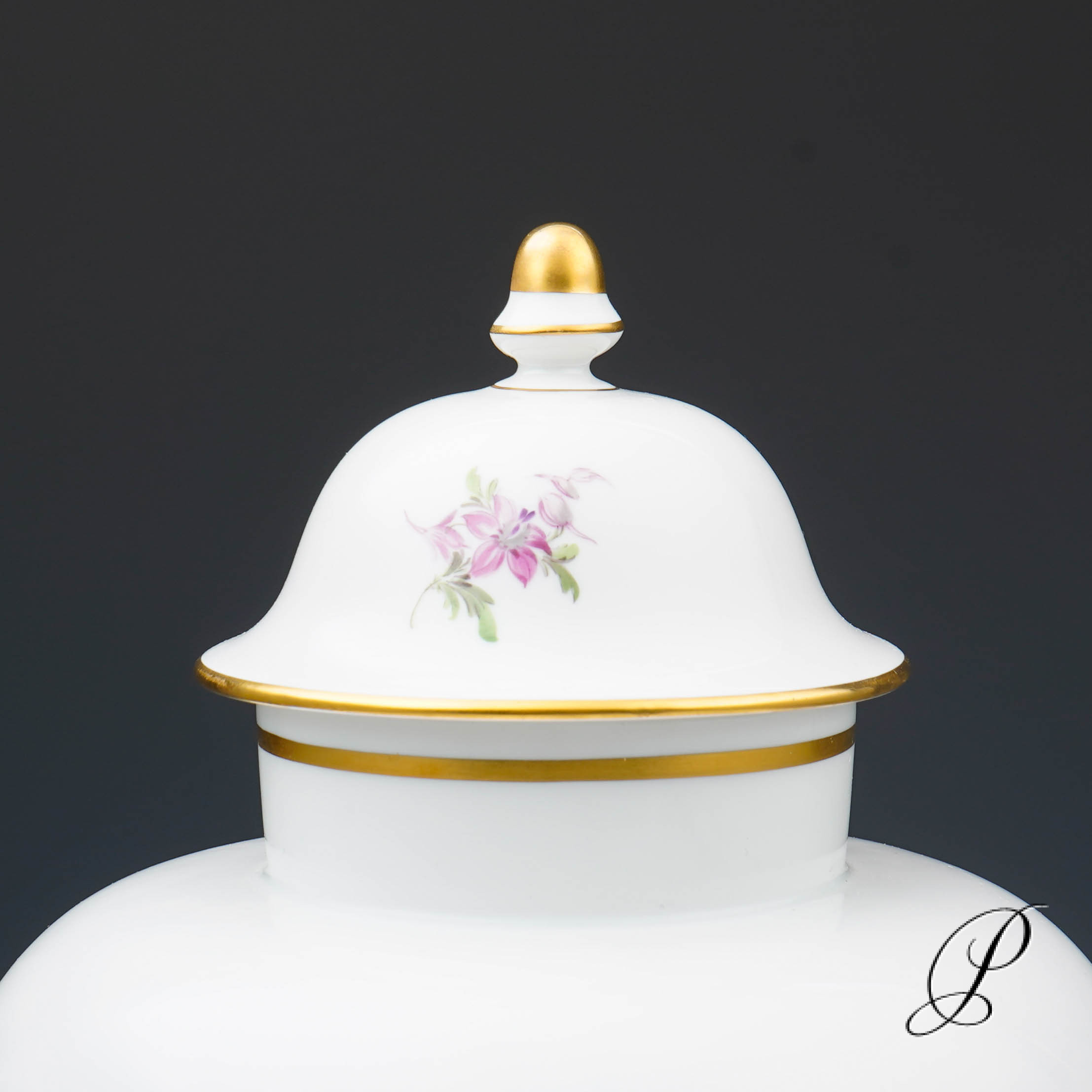große Deckelvase Meissen mit Blumenbukett – Bild 4