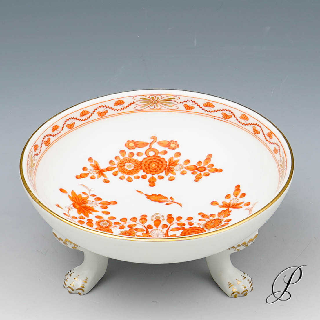 seltene Konfektschale Meissen 1.Wahl im Dekor Indische Korallenrot Malerei