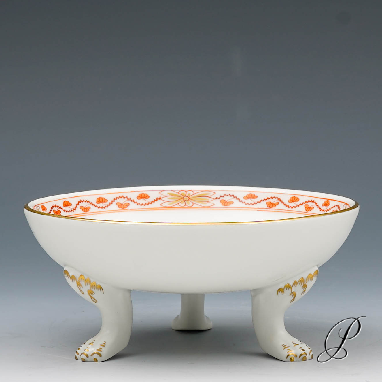 seltene Konfektschale Meissen 1.Wahl im Dekor Indische Korallenrot Malerei – Bild 3