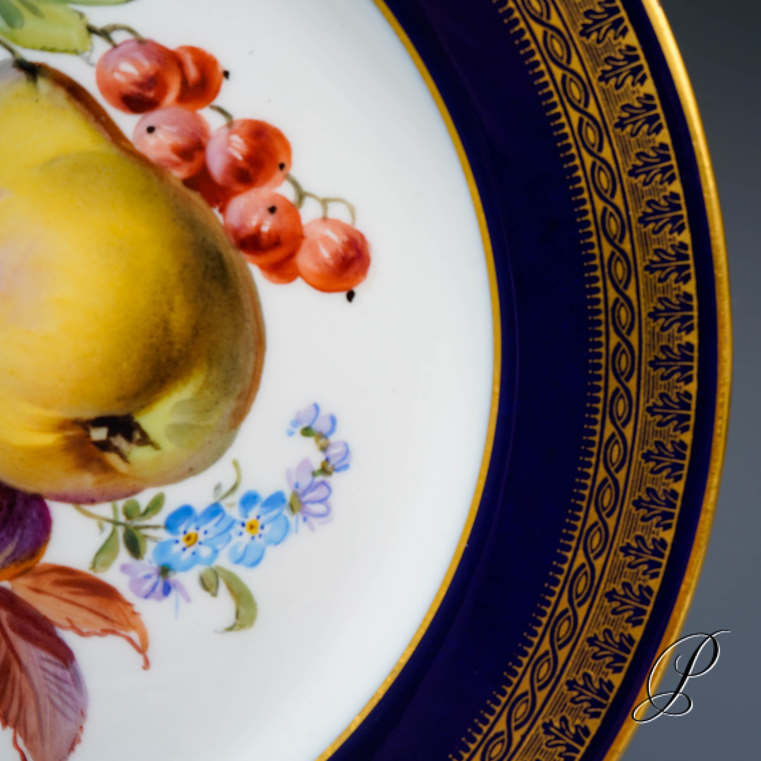 Wandteller Meissen mit Obstmalerei 1.Wahl um 1900 Jhd. – Bild 4