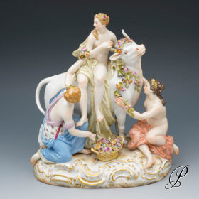 große Figurengruppe Meissen 1.Wahl um 1890 Jhd.  "Europa auf dem Stier"