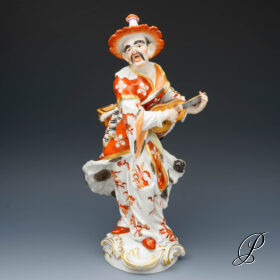 große Figur Malabar mit Gitarre Meissen 1.Wahl