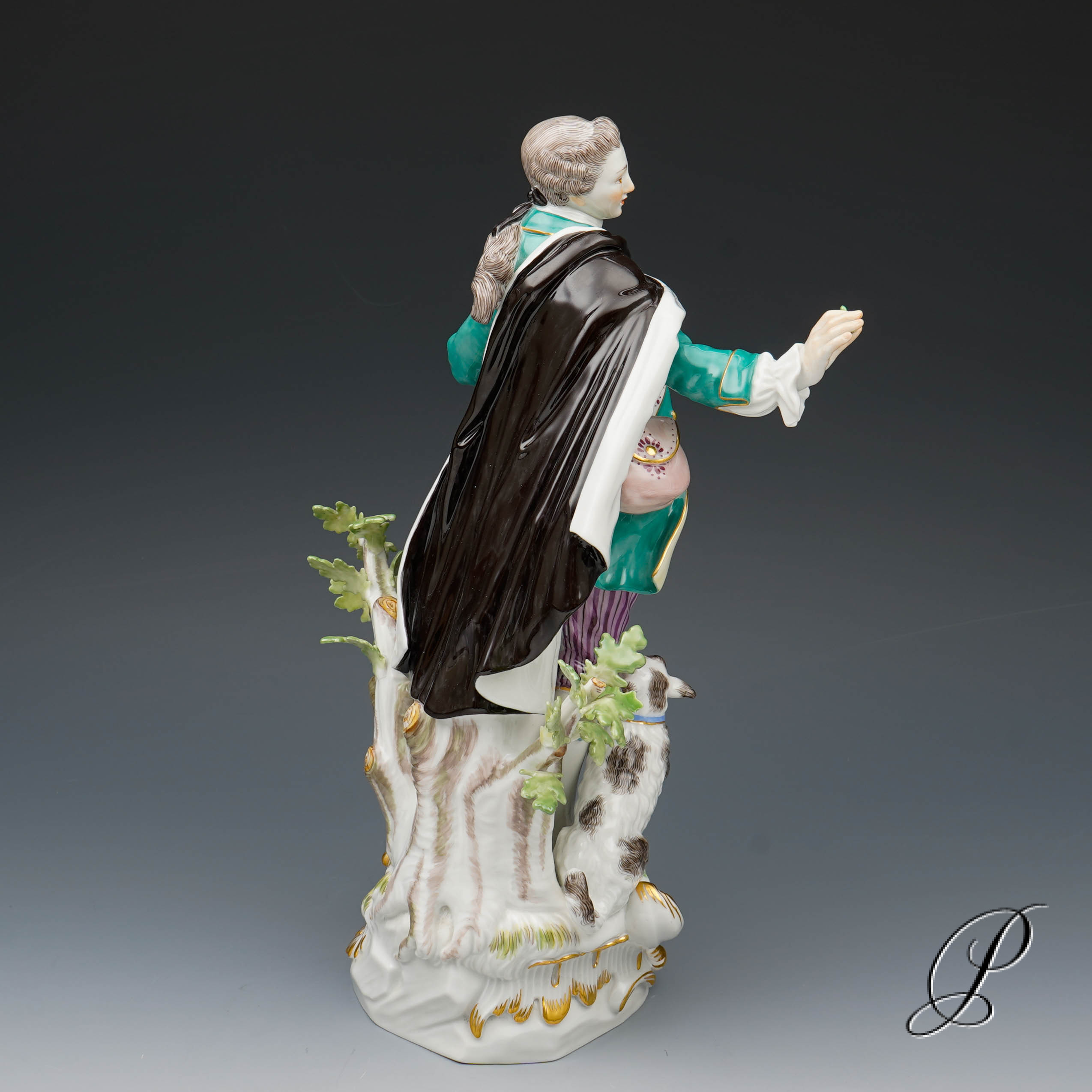 wunderschöne große Meissen Figur 1.Wahl - Schäfer mit Hund und Korb – Bild 4