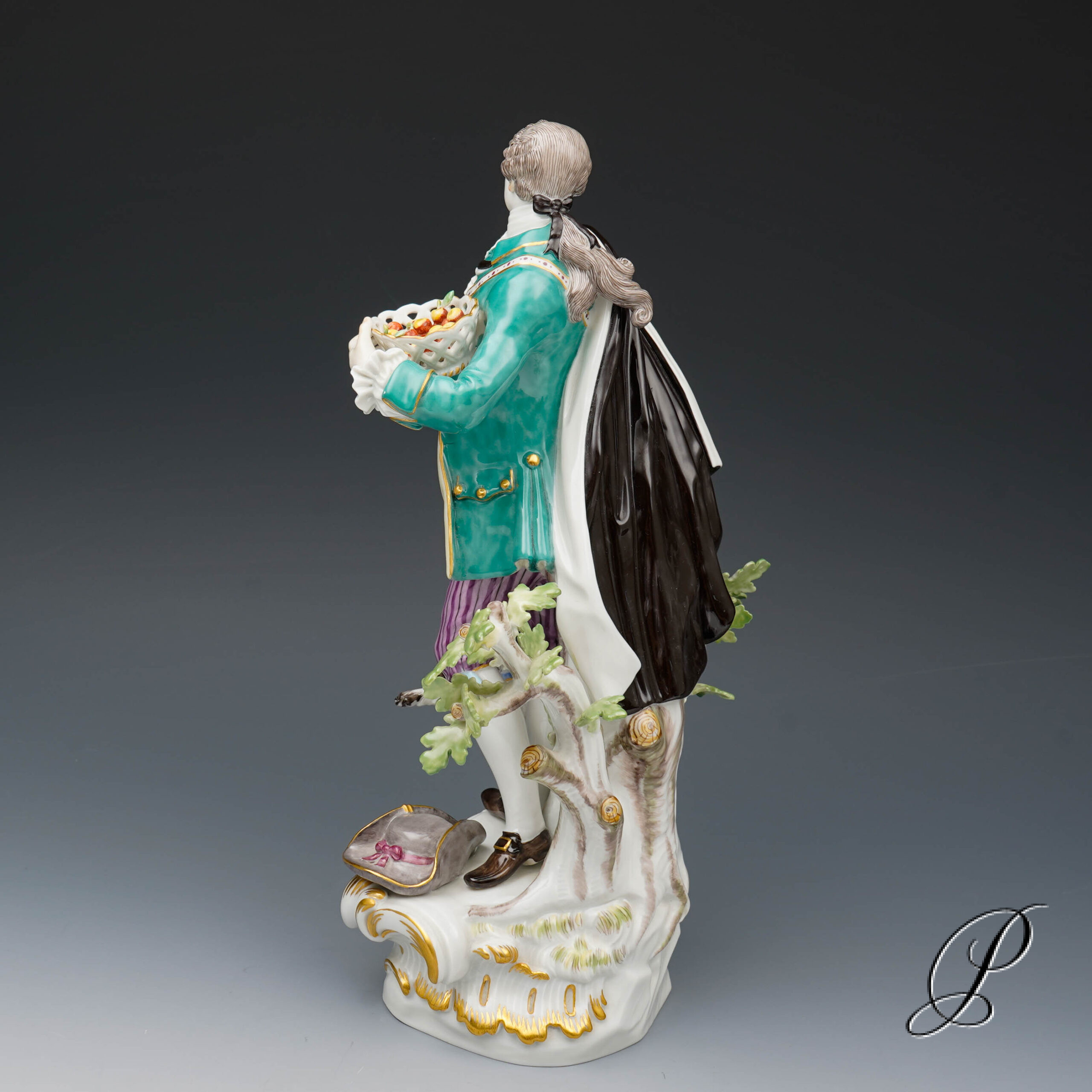 wunderschöne große Meissen Figur 1.Wahl - Schäfer mit Hund und Korb – Bild 6