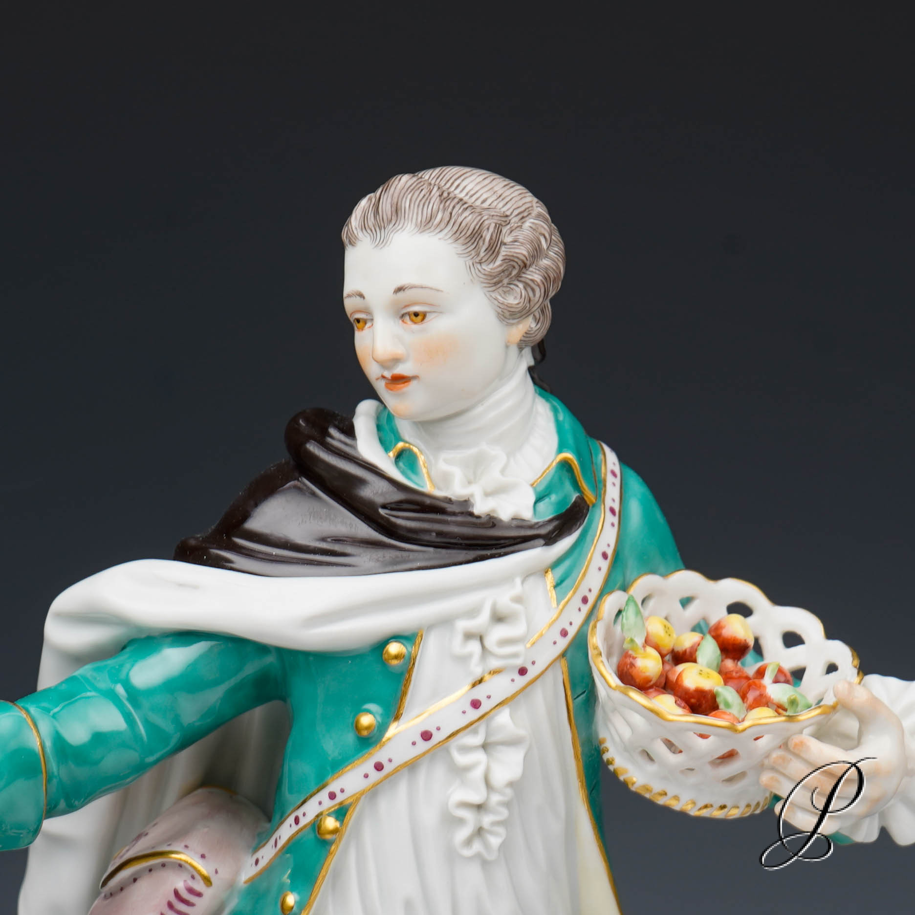 wunderschöne große Meissen Figur 1.Wahl - Schäfer mit Hund und Korb – Bild 9