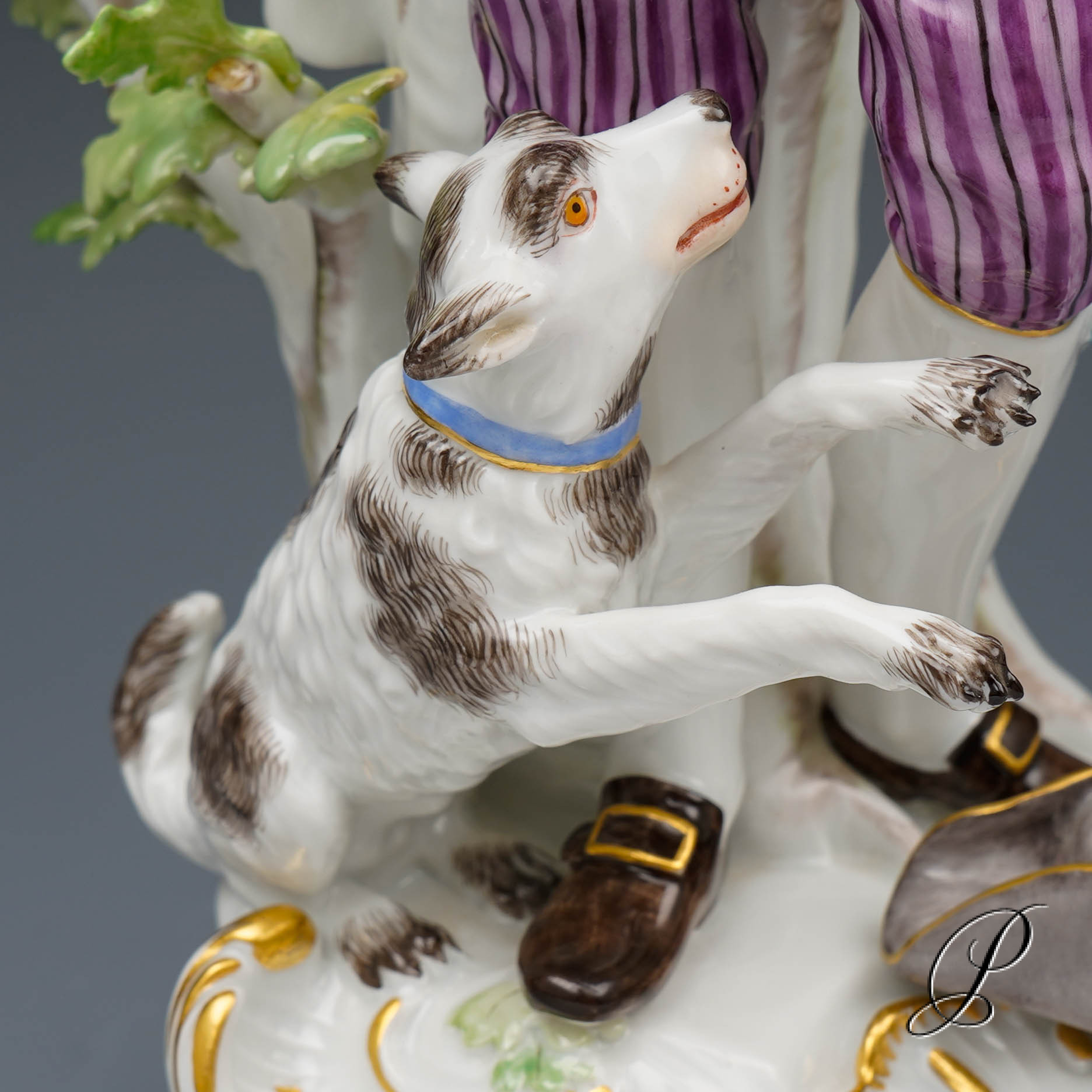 wunderschöne große Meissen Figur 1.Wahl - Schäfer mit Hund und Korb – Bild 10