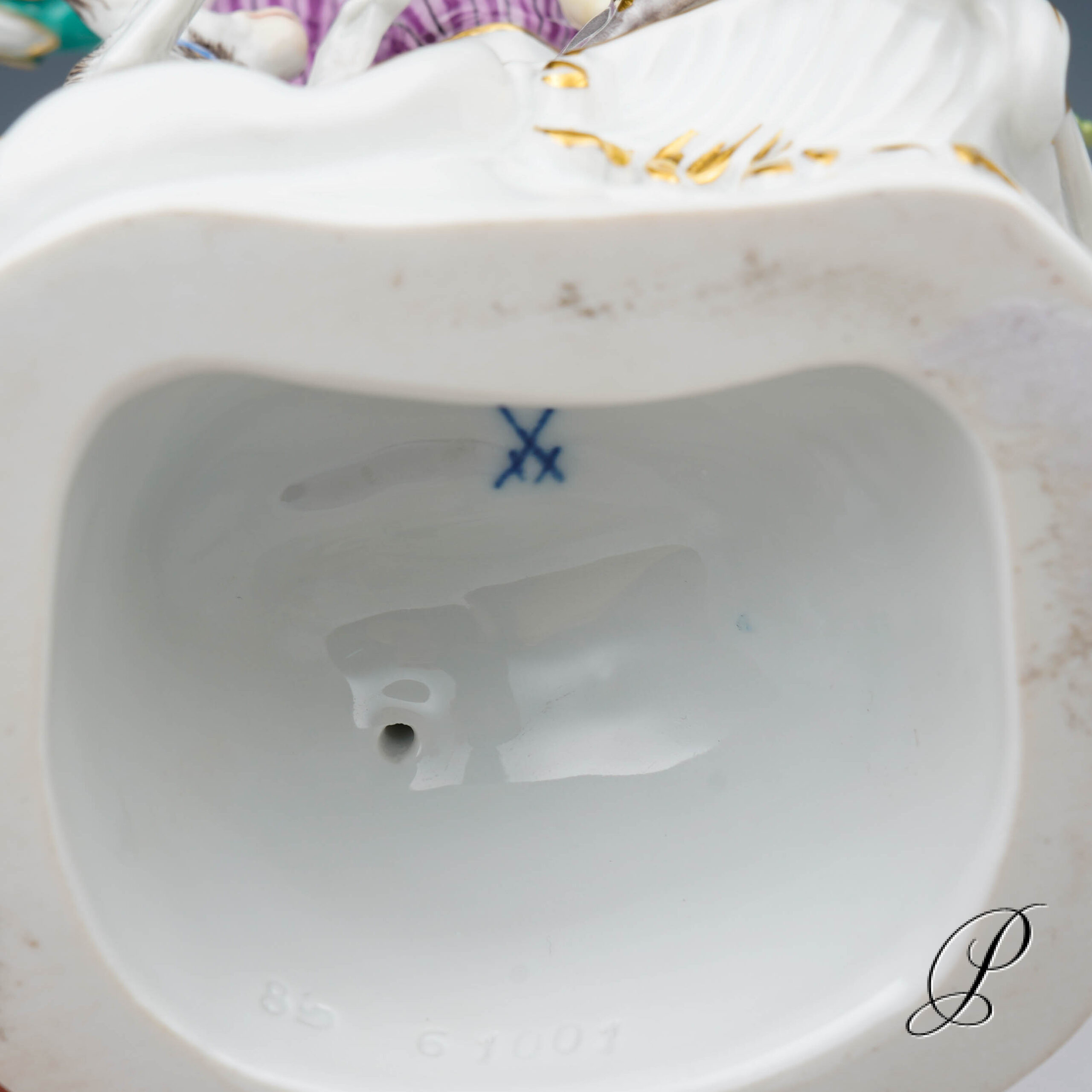 wunderschöne große Meissen Figur 1.Wahl - Schäfer mit Hund und Korb – Bild 11