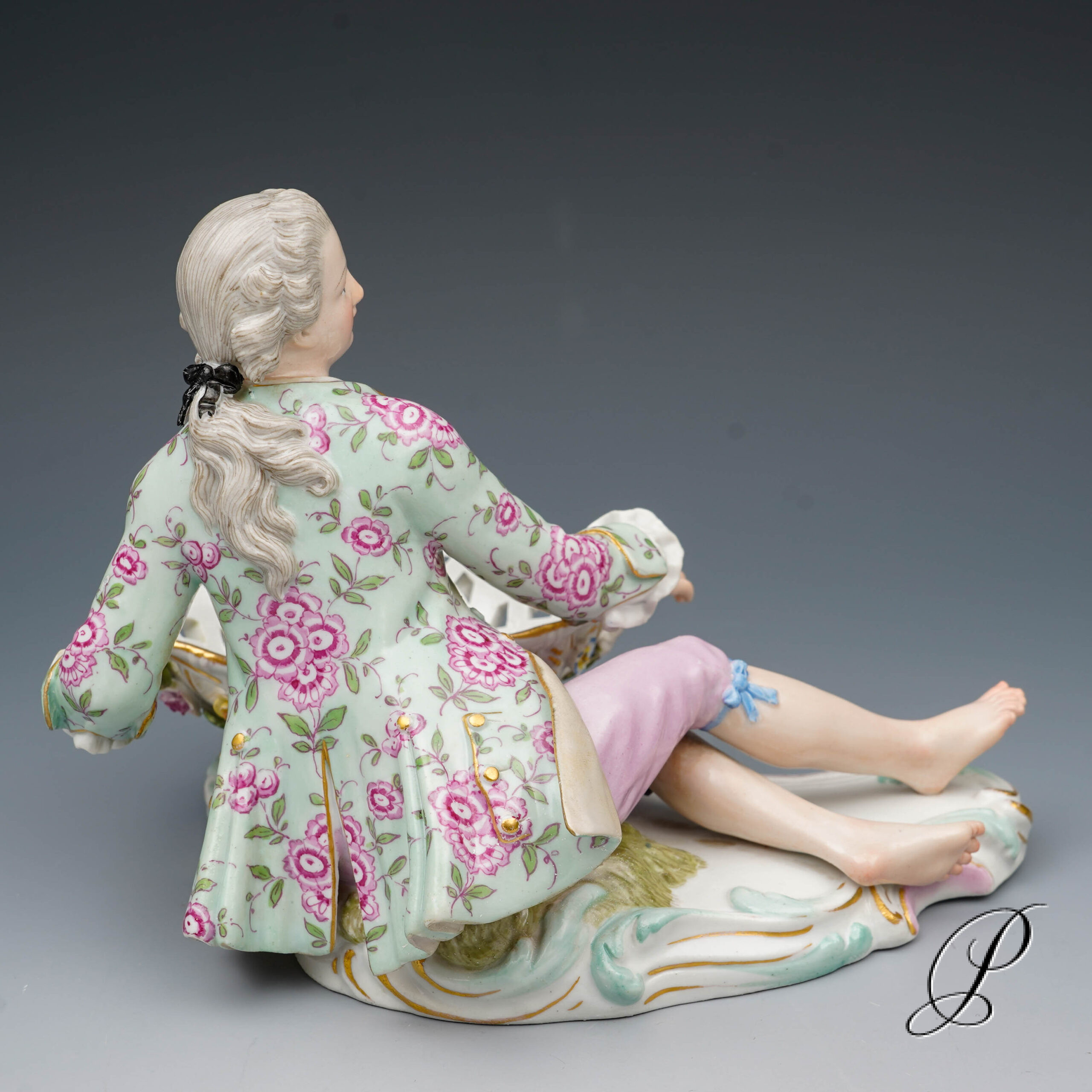 Figur Meissen um 1900 Jhd. Mann an Schale – Bild 5