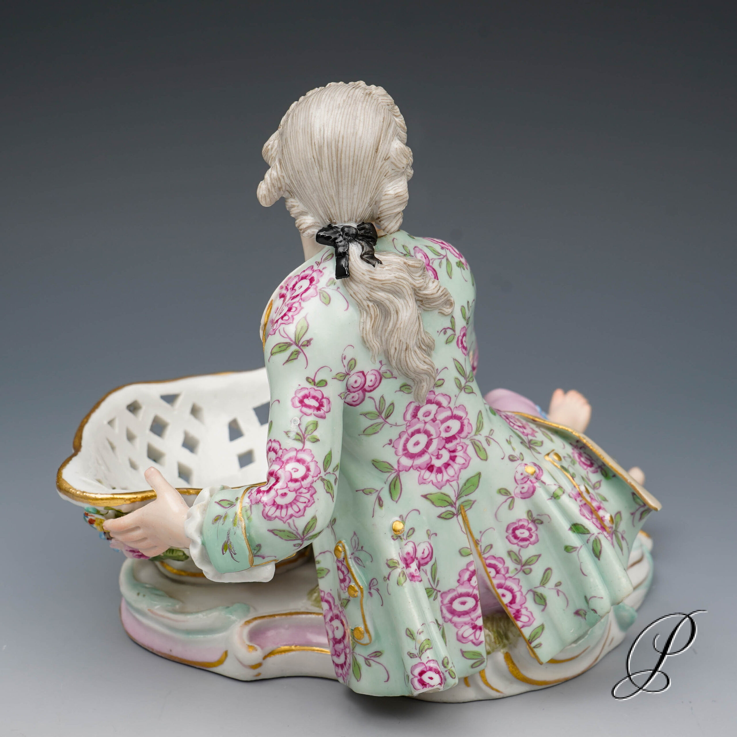 Figur Meissen um 1900 Jhd. Mann an Schale – Bild 6