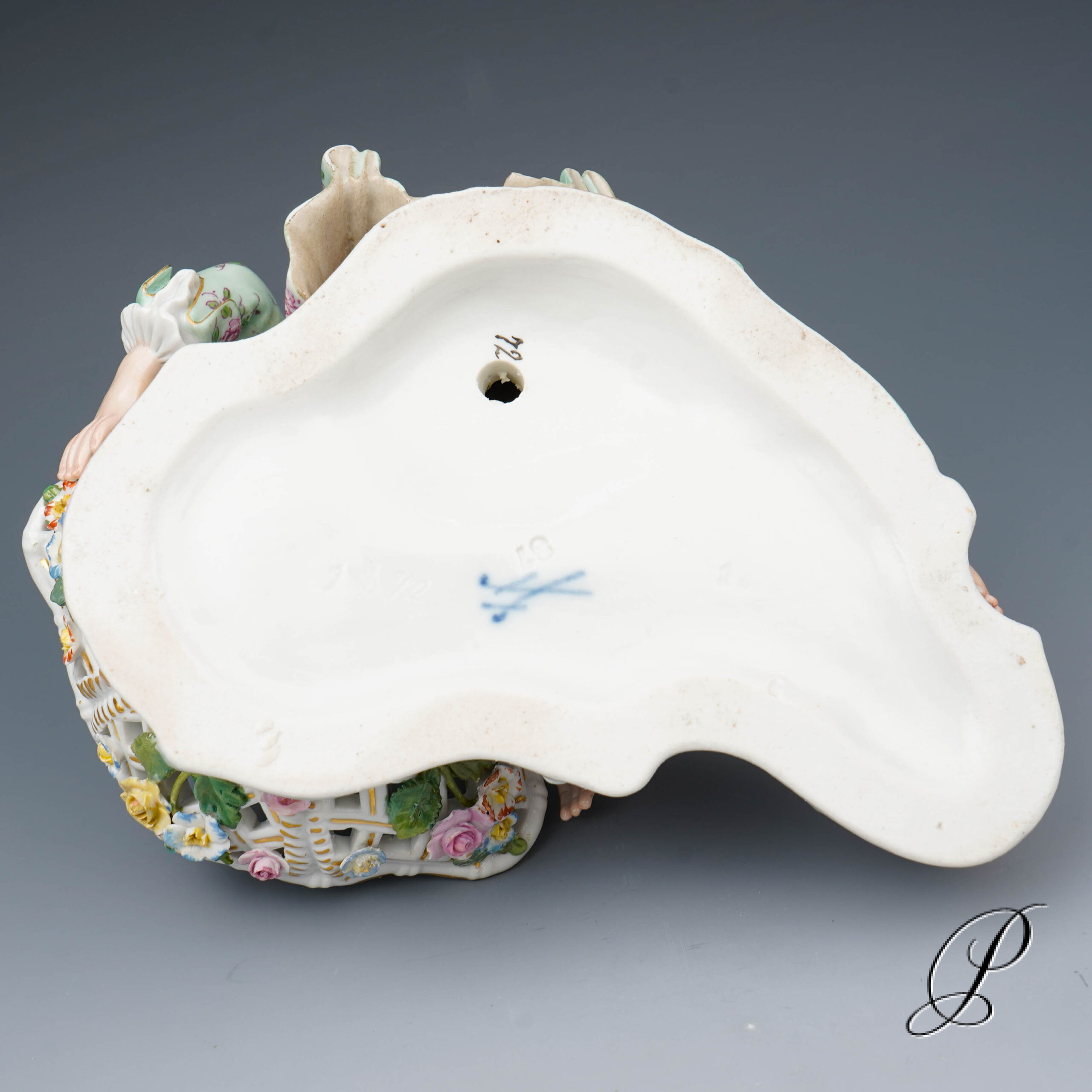 Figur Meissen um 1900 Jhd. Mann an Schale – Bild 10