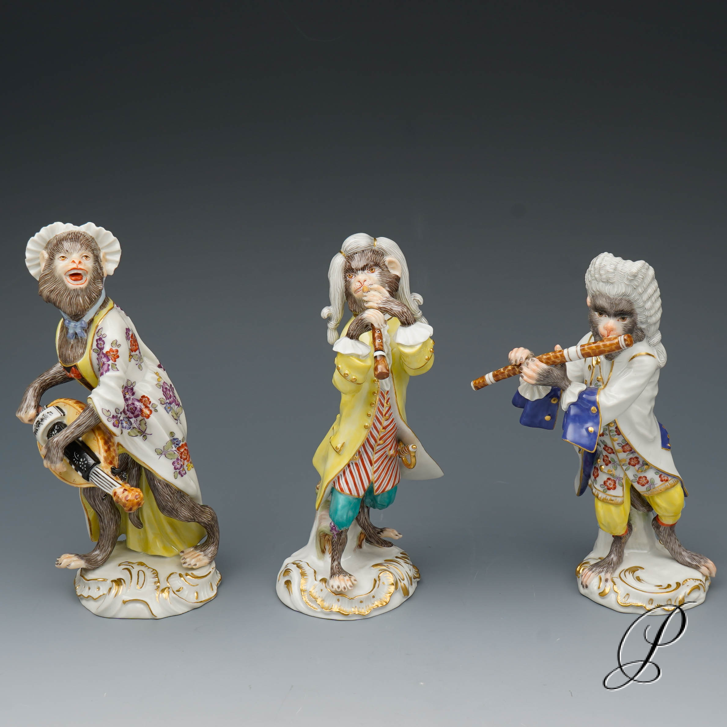 Komplette Affenkapelle Meissen 1.Wahl - 21 Affen plus Notenpult – Bild 3
