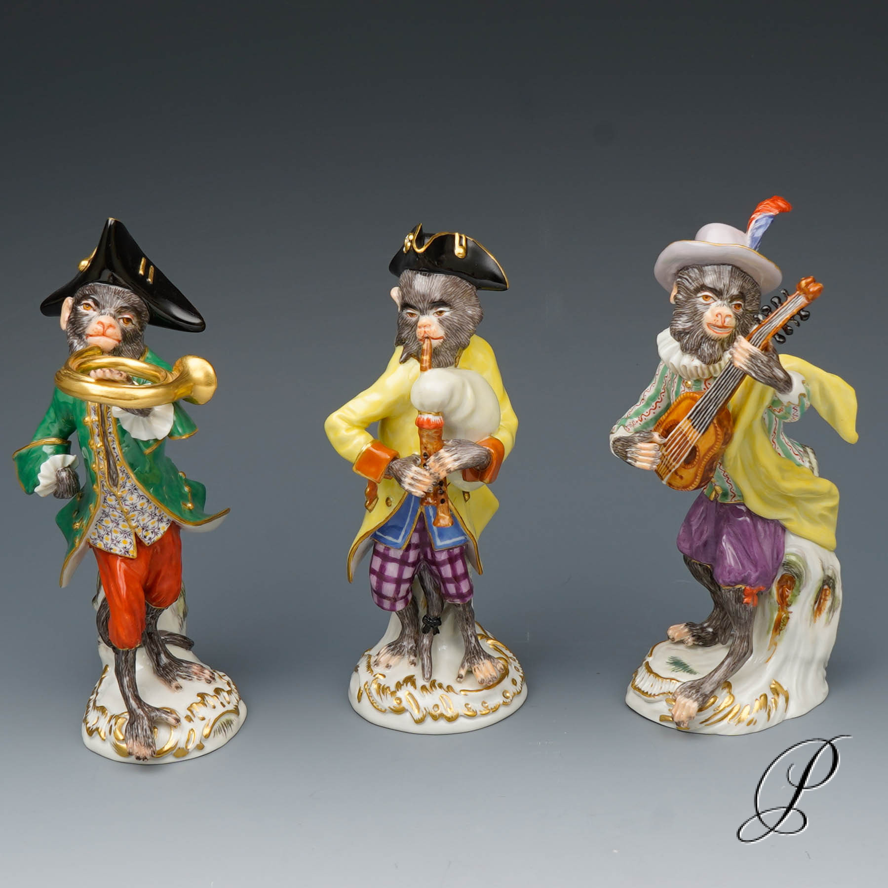 Komplette Affenkapelle Meissen 1.Wahl - 21 Affen plus Notenpult – Bild 5