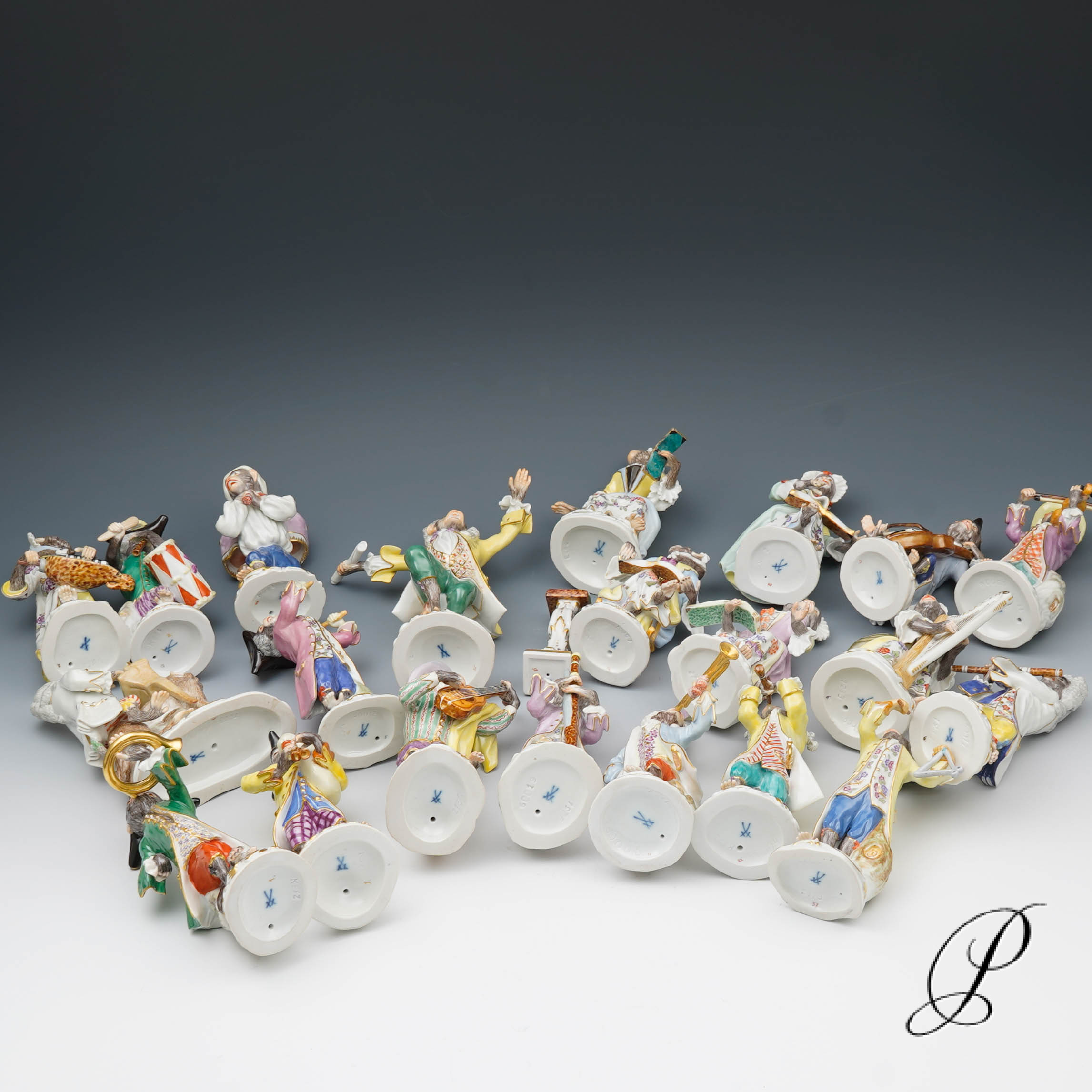 Komplette Affenkapelle Meissen 1.Wahl - 21 Affen plus Notenpult – Bild 22