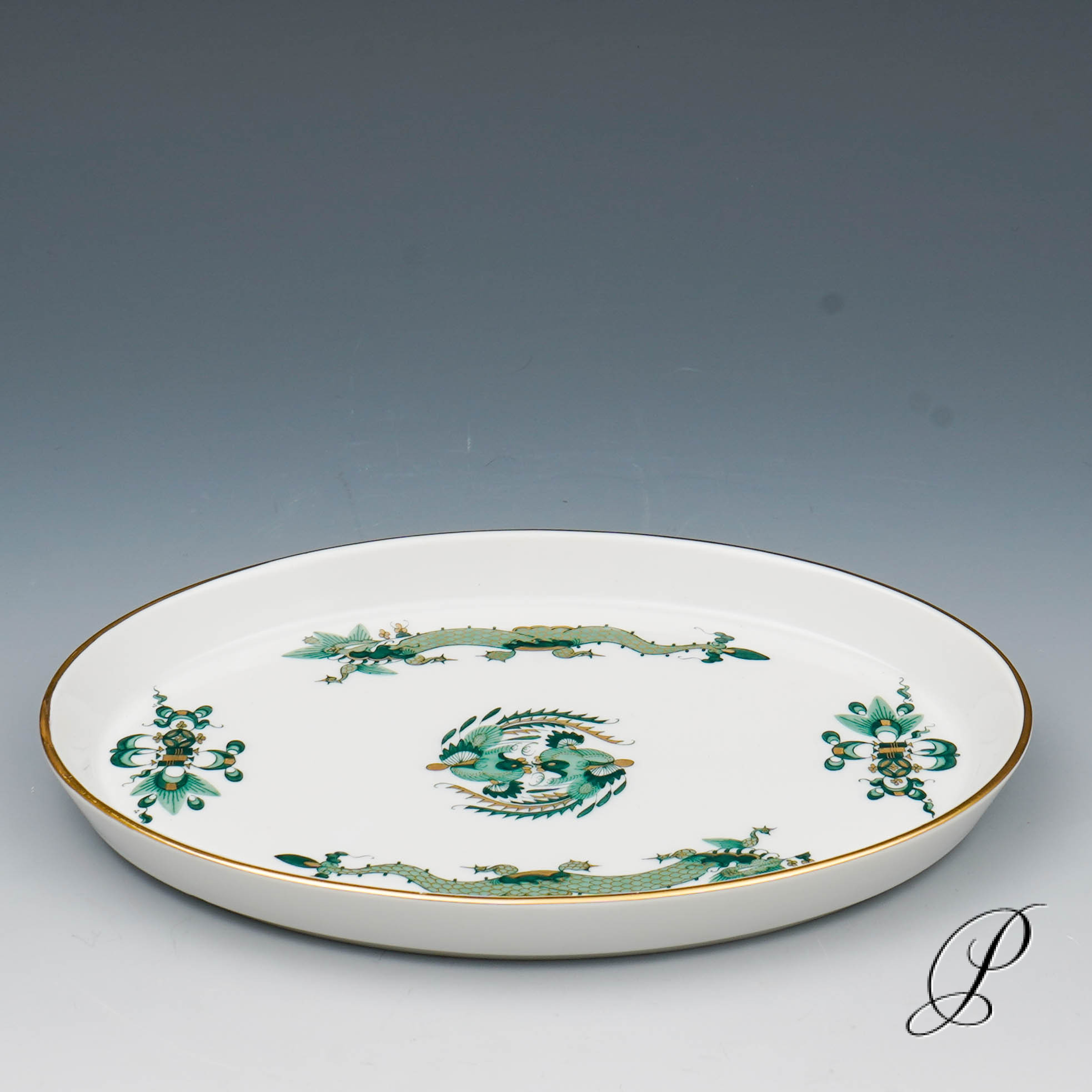 Tablett Meissen 1.Wahl Reicher Drache grün – Bild 2