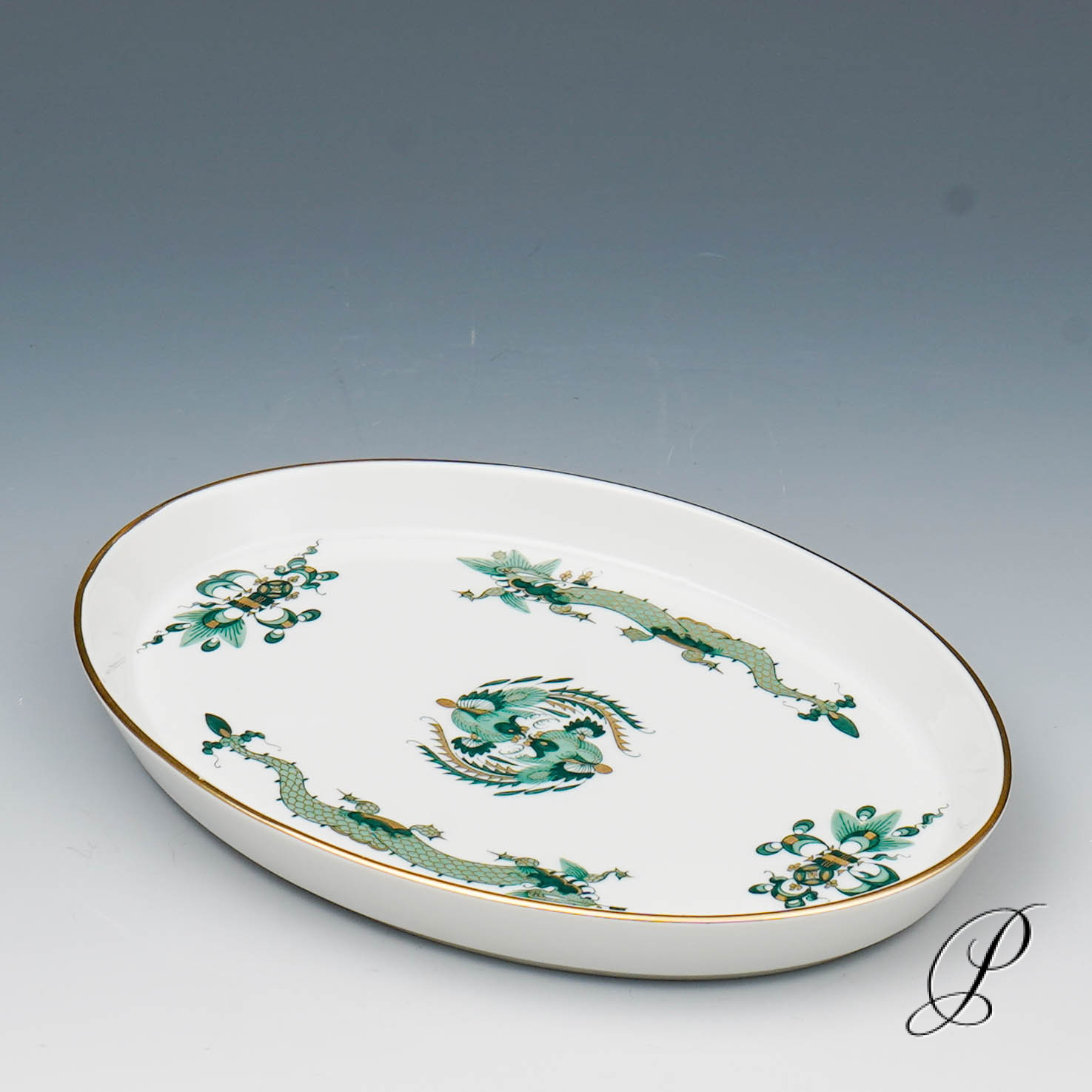 Tablett Meissen 1.Wahl Reicher Drache grün – Bild 3